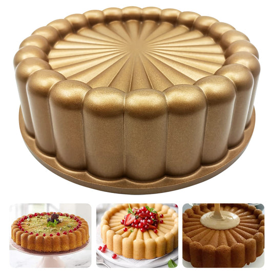 WBJKZJD Charlotte Cake Mold, 9 Inch Cake Pan Aluminium Kitchen Accessories Decoration Christmas Wedding Valentine’s 3D Charlotte Cake Pan (Flower Shape)