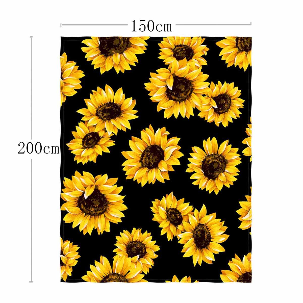 58 x 80 Inch Sunflower Print Super Soft Throw Blanket for Bed Couch Sofa Lightweight Travelling Camping Throw Size for Kids Adults All Season