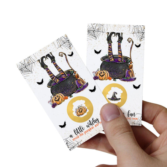 Witchy Fun Bridal Shower Scratch Off Cards (30 Pack) – Halloween Wedding Reception Activities, Lottery Giveaways, Girl’s Shower Party Favors, Bridal Shower Games, Spooky Celebration