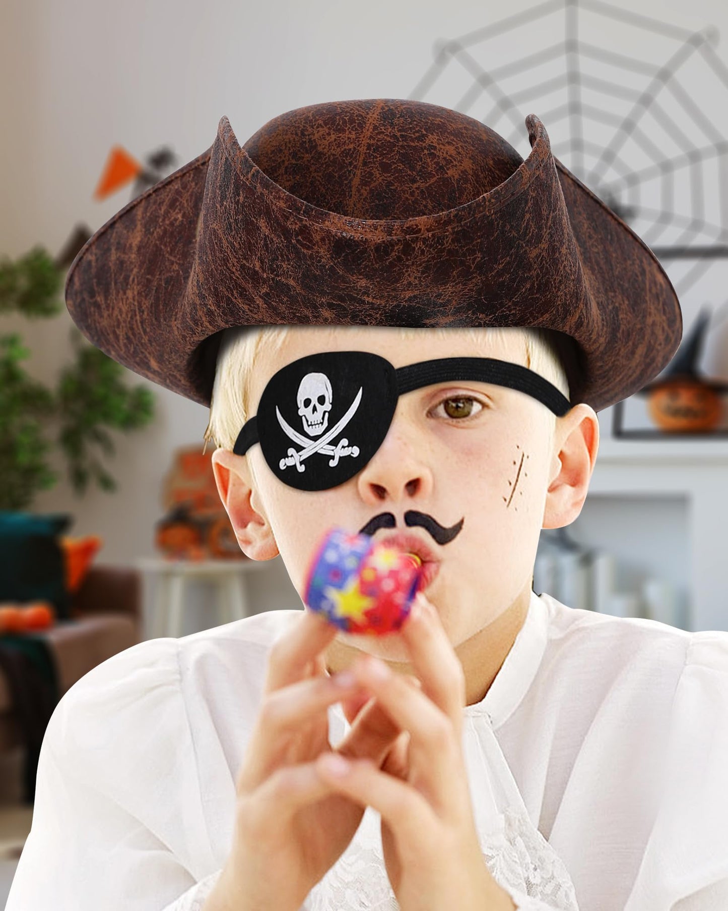 WooHand Pirate Hat and Accessories Set with Eye Patch Necklace Sash Leather Bracelets for Men Women Pirate Costume Halloween Cosplay Renaissance Outfit