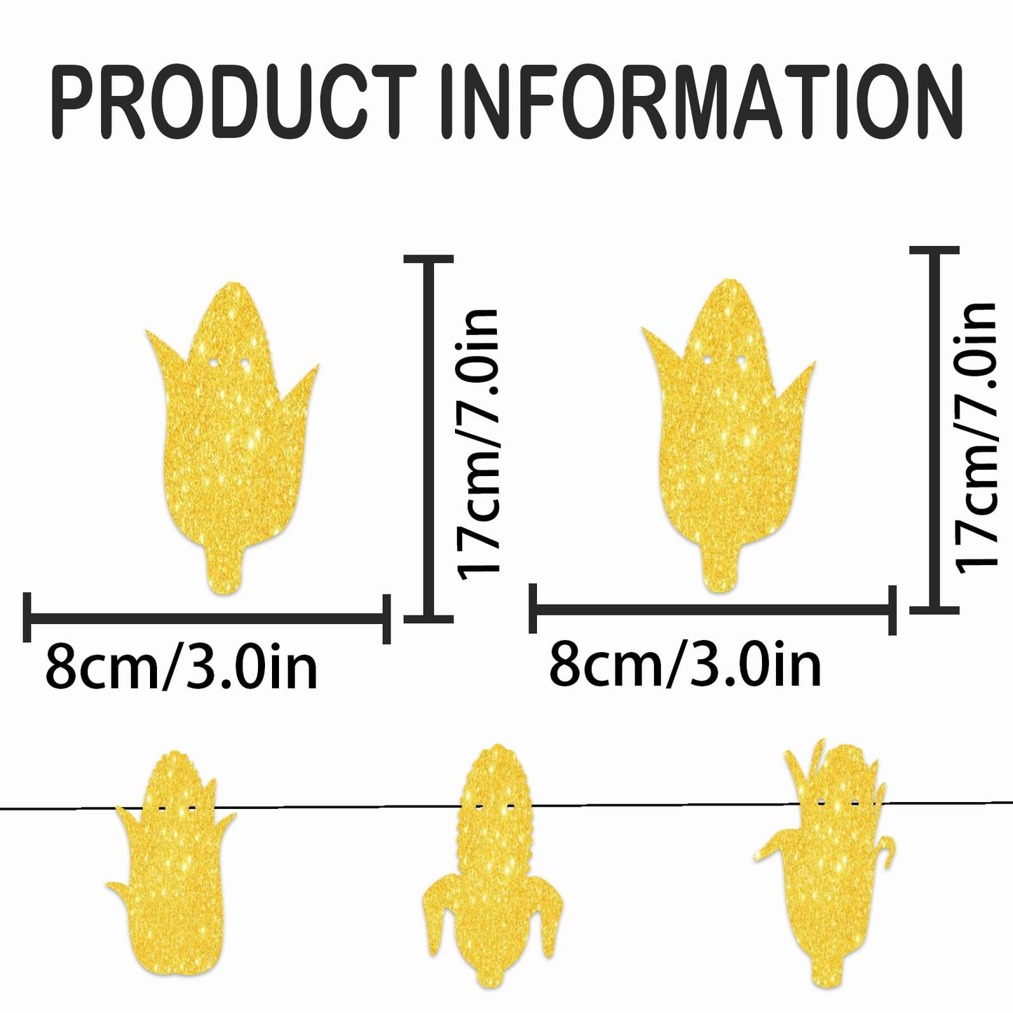 Y 9pcs Gold Glitter Silhouette Banner for Vegetable Corn Theme Party Background Decorations Men Women Happy Birthday Party Decor Supplies