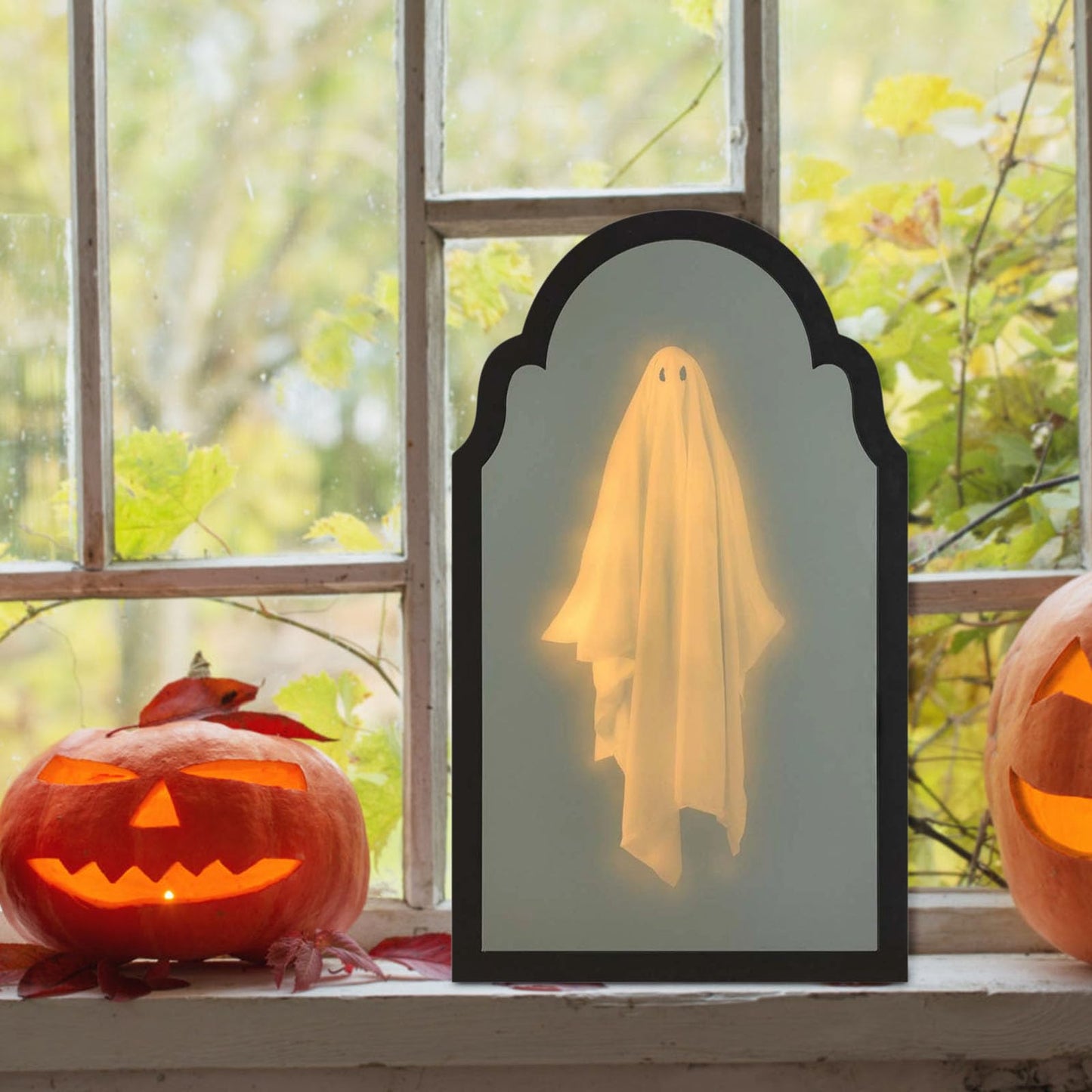 2025 Novelty Ghost Mirror with Creepy Eyes Ghost Halloween Ghostmirror Eerie Haunted House Apparition Indoor DIY Ghost Mirror for Halloween Decor (Frame B)