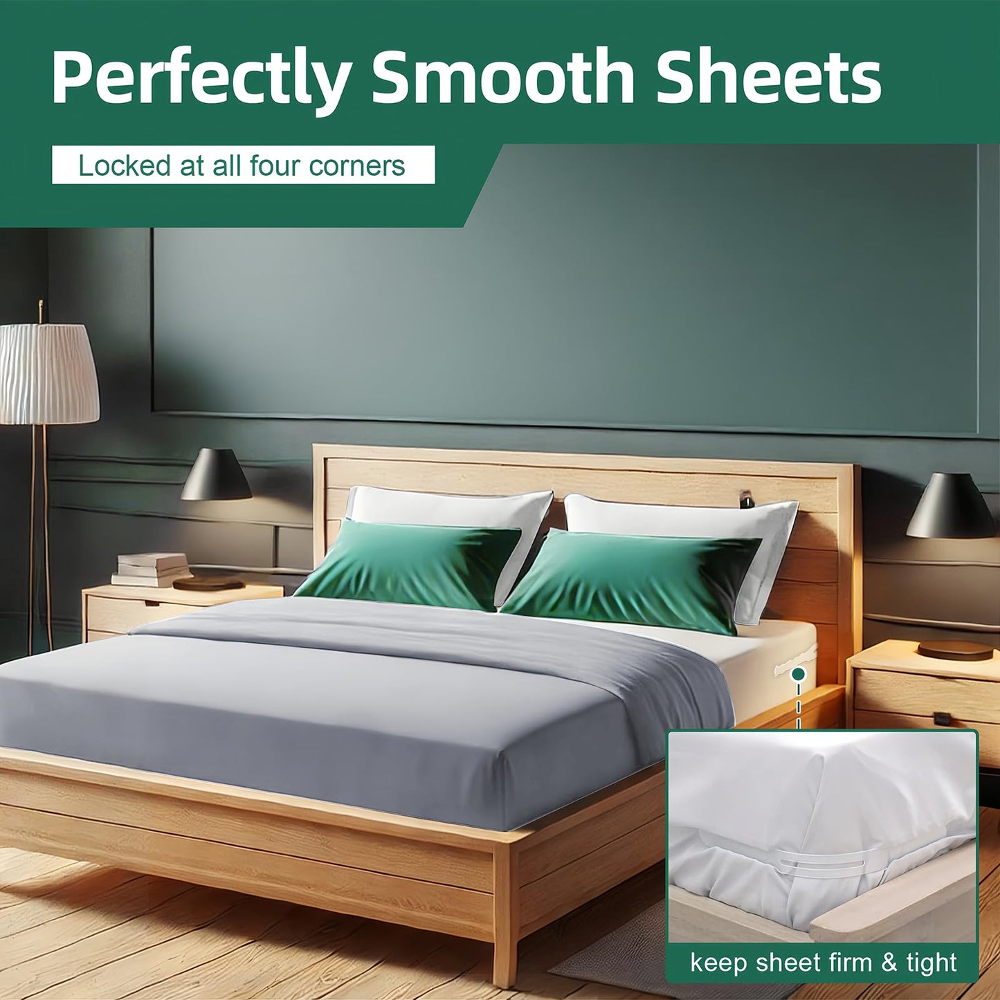 WEXFFU Bed Sheet Holders for Corners Keep Sheets Firm & Tight, Heavy Duty Mattress Lock Sheet Holders Universal Fit, Fitted Sheet Holders with Anti-Break Straps, One-Time Install (White)