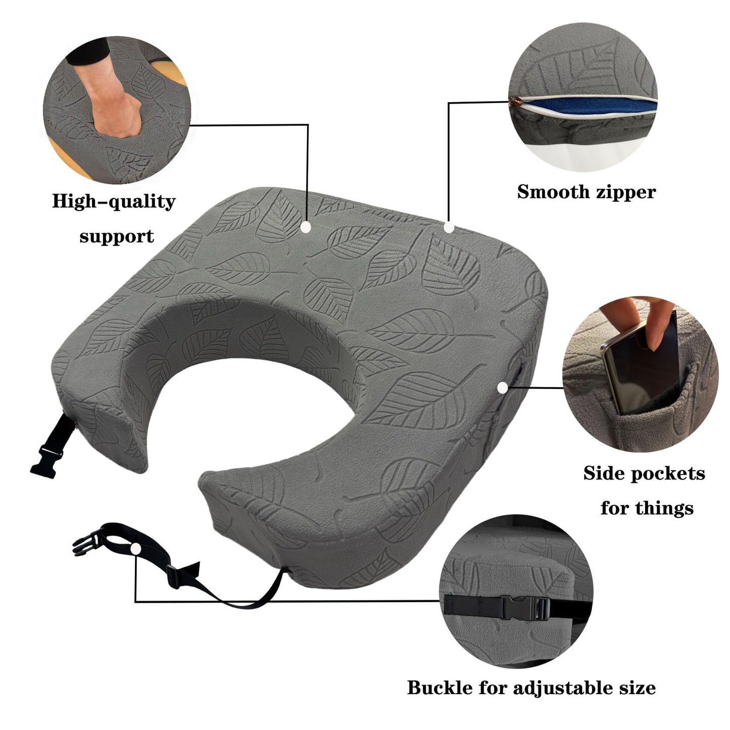 XYRONICA Reading Pillow for Gaming Crochet Pillow for Lap Support Lap Desk for Laptop Extra Large Arm Rest Pillow for Adult High Density Soft Sponge for Reading and Working (Dark Gray)