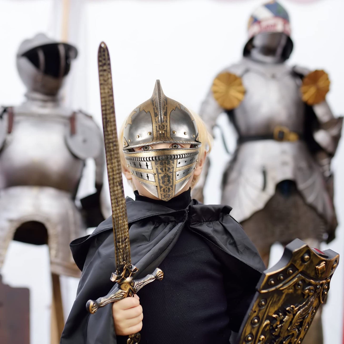24 Pcs Medieval Knight Party Decorations Paper Knight Helmets Masks Crowns for Kids Crusader Samurai Soldier Costume Favor Gift for Cosplay Roman Viking Dress up Party Decor