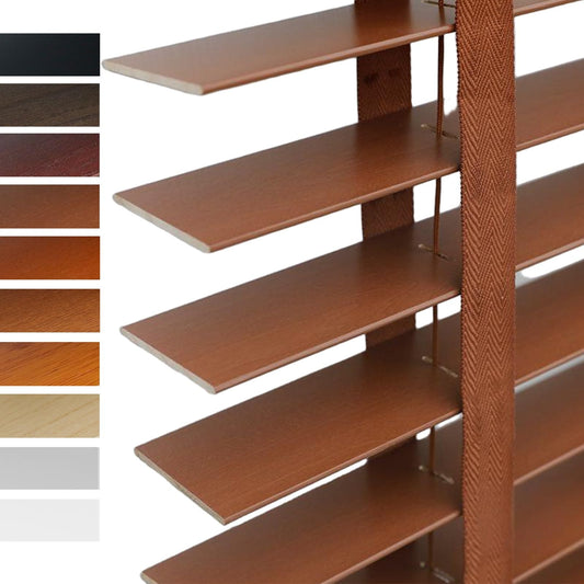 2" Slats Faux Wood Blinds, Room Darkening Cordless Horizontal Blinds Shades, Privacy Blackout Wooden Blinds for for Indoor Windows, Home, Office, Bedroom, Bathroom, Living Room