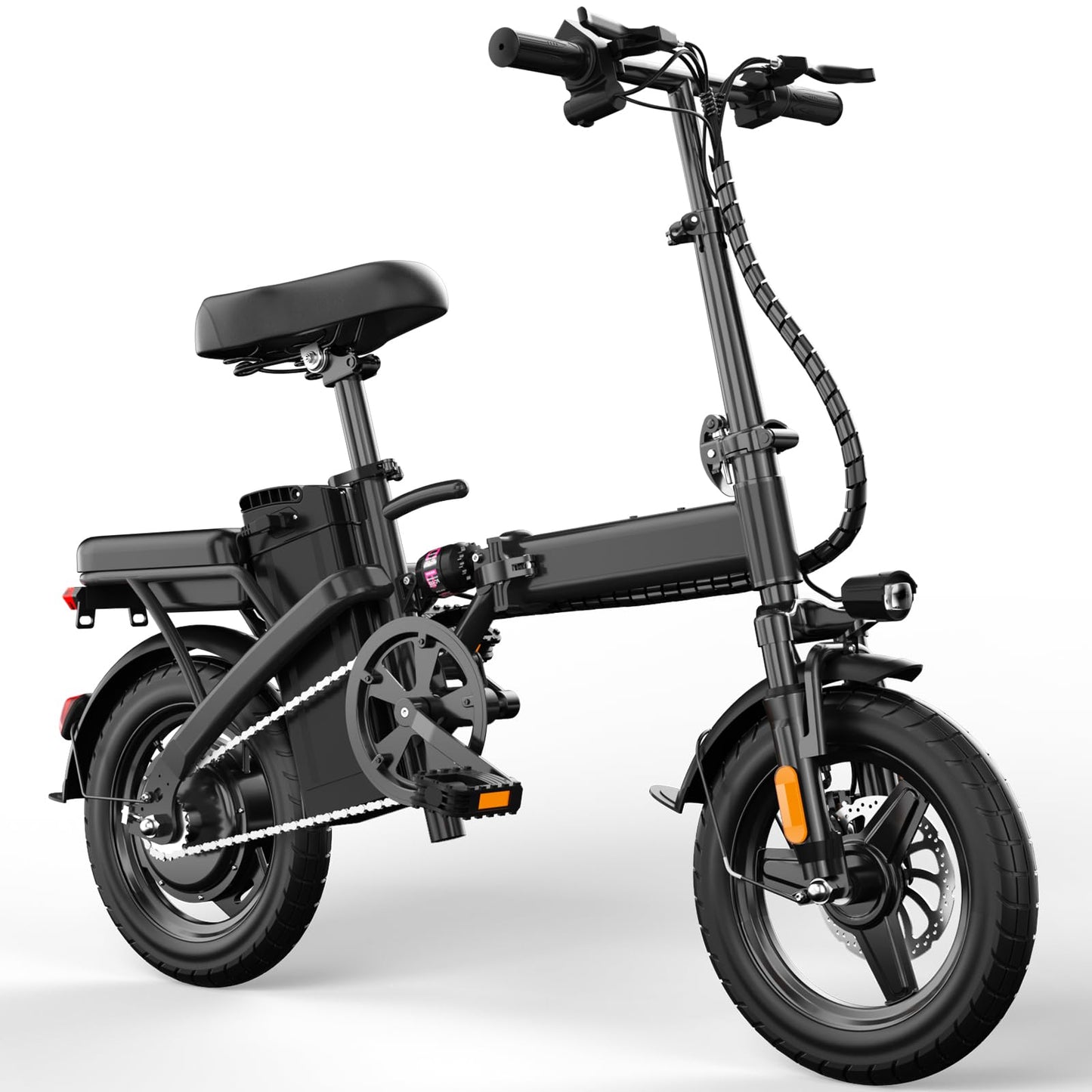 Folding Electric Bike for Adults and Teens, 14" Foldable E-Bike with 500W Motor, Commuter Mini E Bikes with 48V Removable Battery UL 2849 Certified, Electric Bicycle with 25 Miles PAS Range (Black)