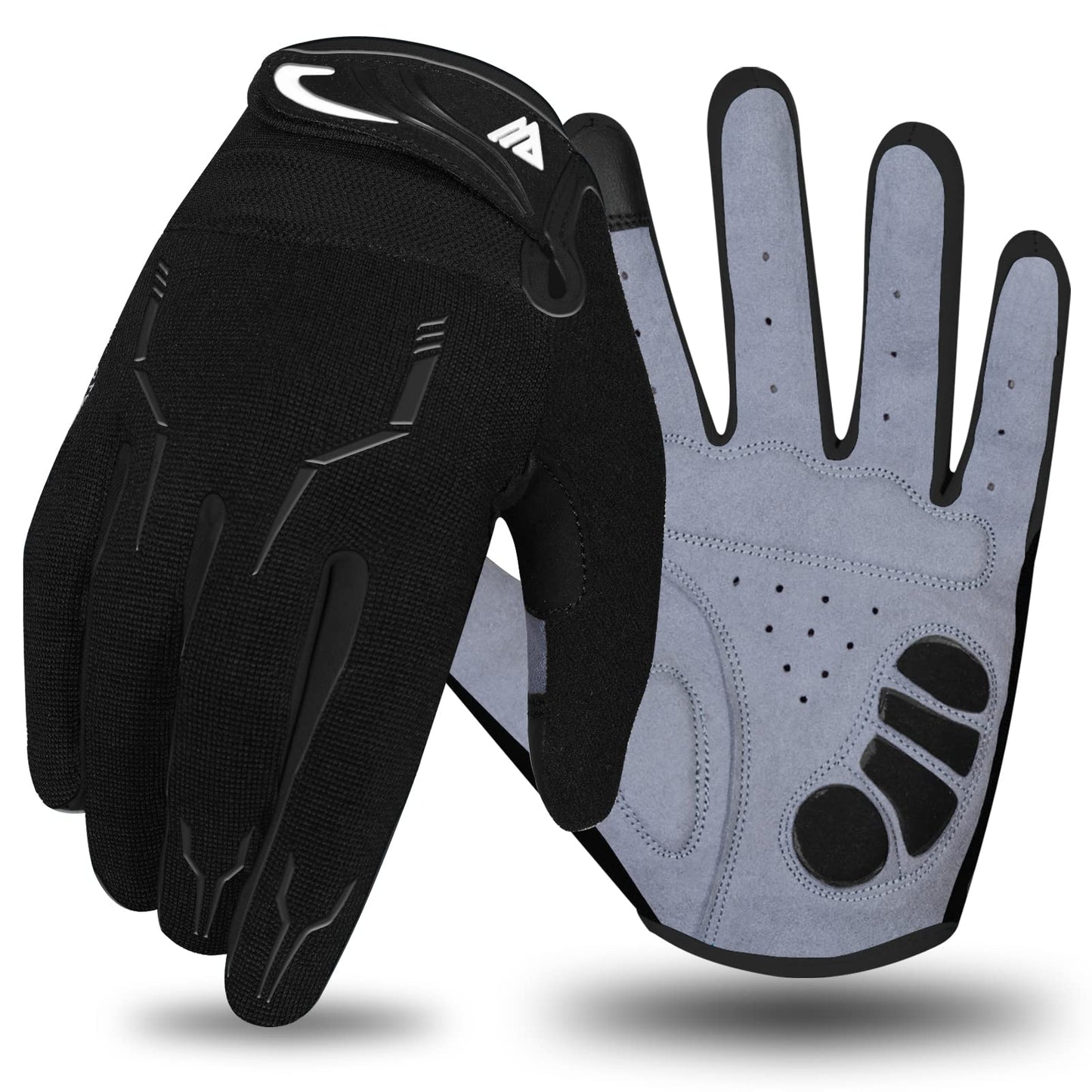 WESTWOOD FOX Cycling Bike Gloves for Men Full Finger BMX Biking Mountain for Grips - Bicycle Touchscreen MTB Gloves Padded Anti-Slip Riding Women Wheelchairs Road Cycling (Black, S)