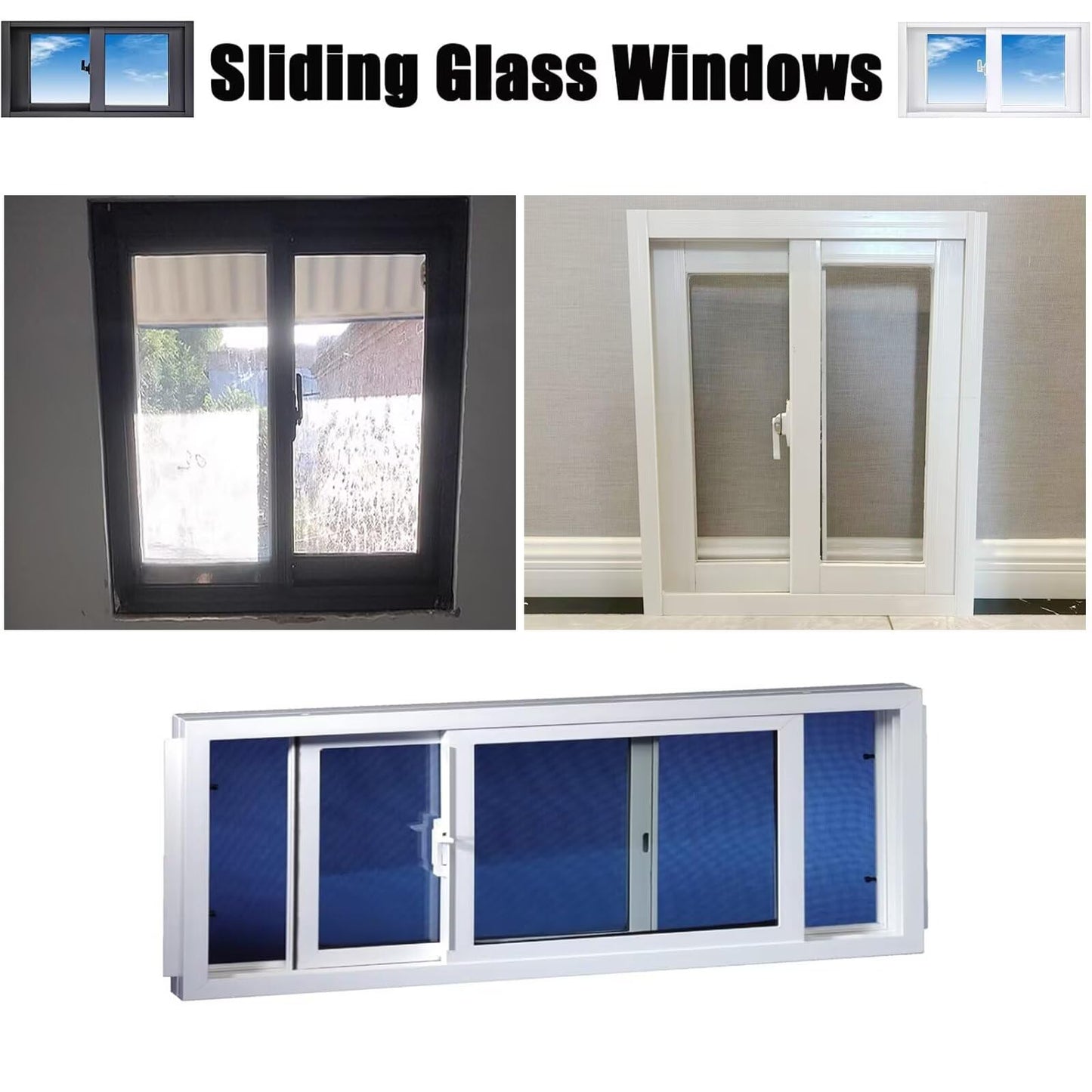 White，20x12in Shed Window Basement Replacement Windows, 51x30cm，Aluminum Sliding Window with Screen and Tempered Glass, Ventilation Windows