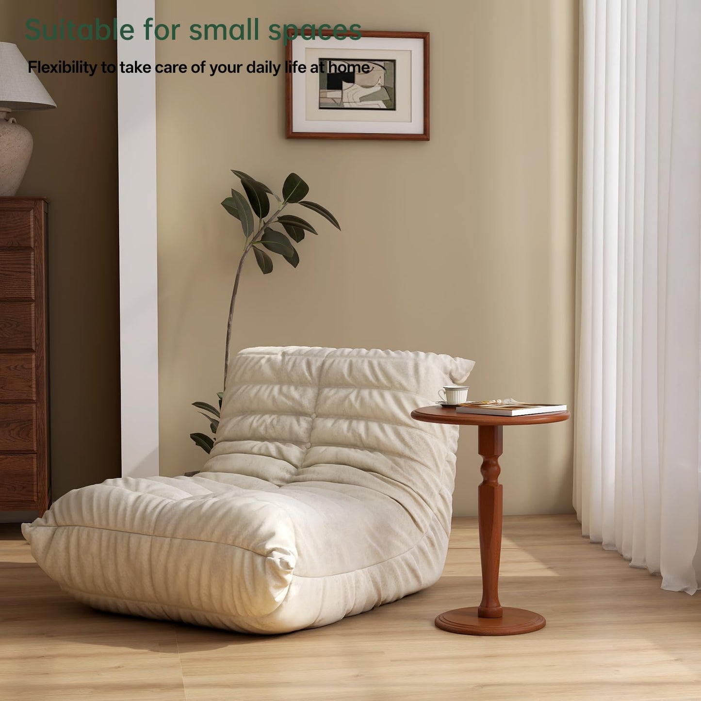 Wayshome Solid Wood Round Side Table, Small Drink Table for Small Places, Accent Table with Stable Pedestal for Living Room, Bedroom, Corners, and Nursery (Brown, 15.75" D x 15.75" W x 21.26" H)