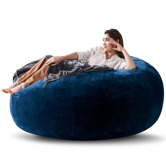 6FT Large Bean Bag Chairs Bean Bag Chair with Filler Memory Foam Bean Bag Chair Super Comfy Plush Bean Bag, Adult Living Room, Giant Bean Bag, Suitable for Bedroom, Casual Reading Chair(Blue)