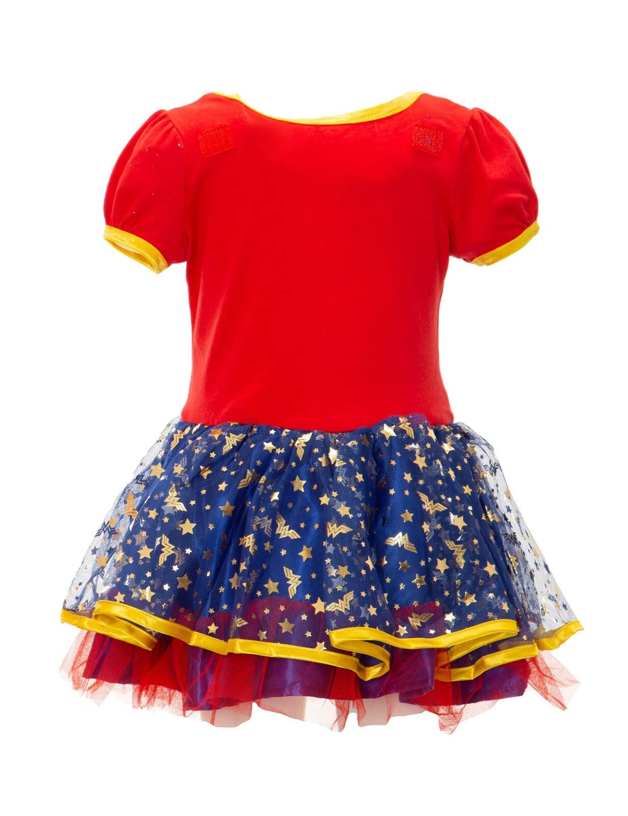 Wonder Woman Toddler Girls' Costume Dress with Gold Tiara Headband and Cape, Red (5T)