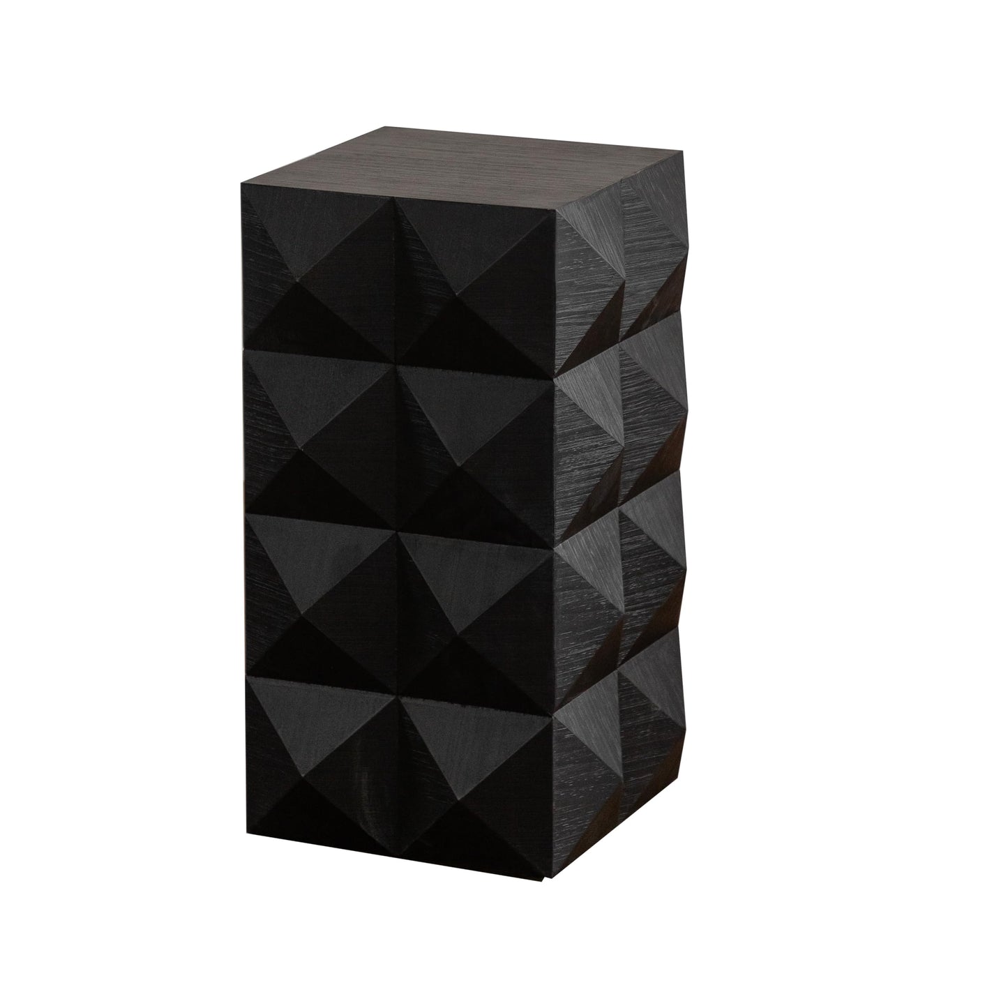 23.62" Modern Boho Side Table, Wooden Three-Dimensional Relief Coffee Table for Apartment bedrooms and Offices Black
