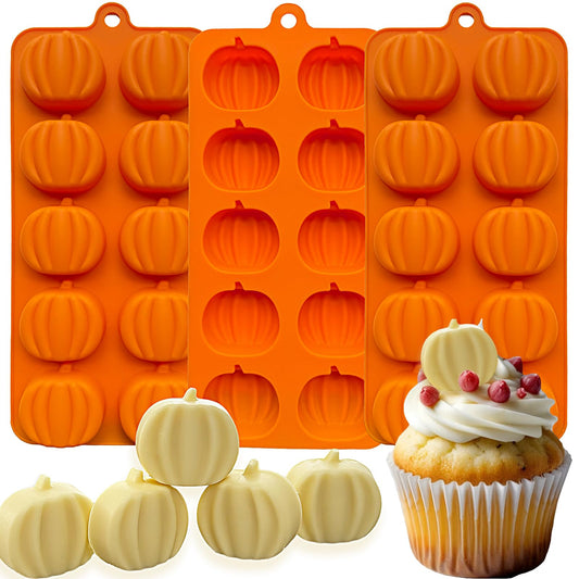 3Pack Pumpkin Chocolate Mold.Fall Silicone Candy Mold Pumpkin Ice Cube Molds Thanksging Baking Molds for Jello Soap Candle Cake Cupcake Decoraion