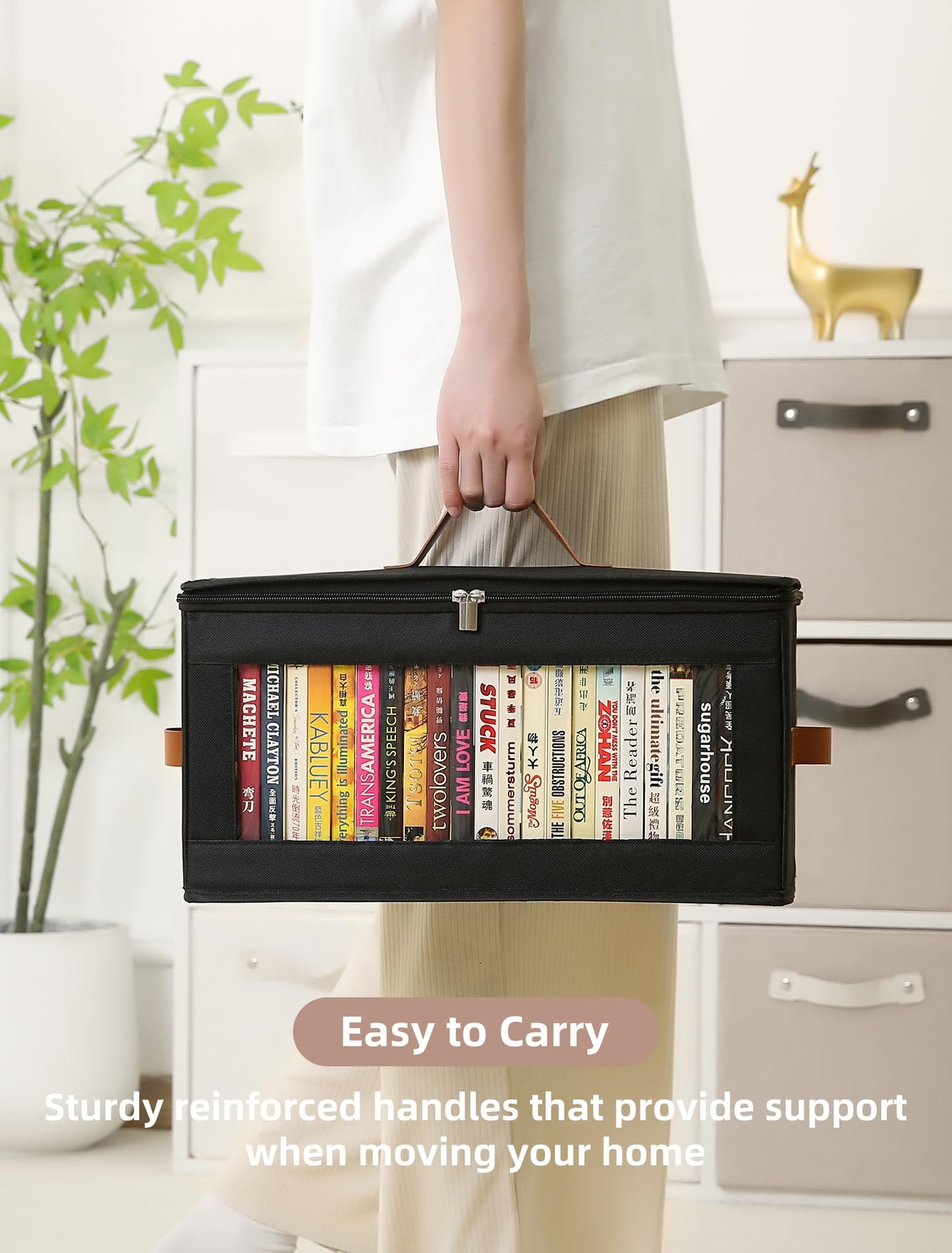Wanapure DVD Storage Box - 4 Pack DVD Case Holder with Zip Lid, Media Storage Case for DVDs, CDs, Video Game Disks,Blu Ray Disc,DVD Organizer with Clear Window for Easy Access To Your Collection