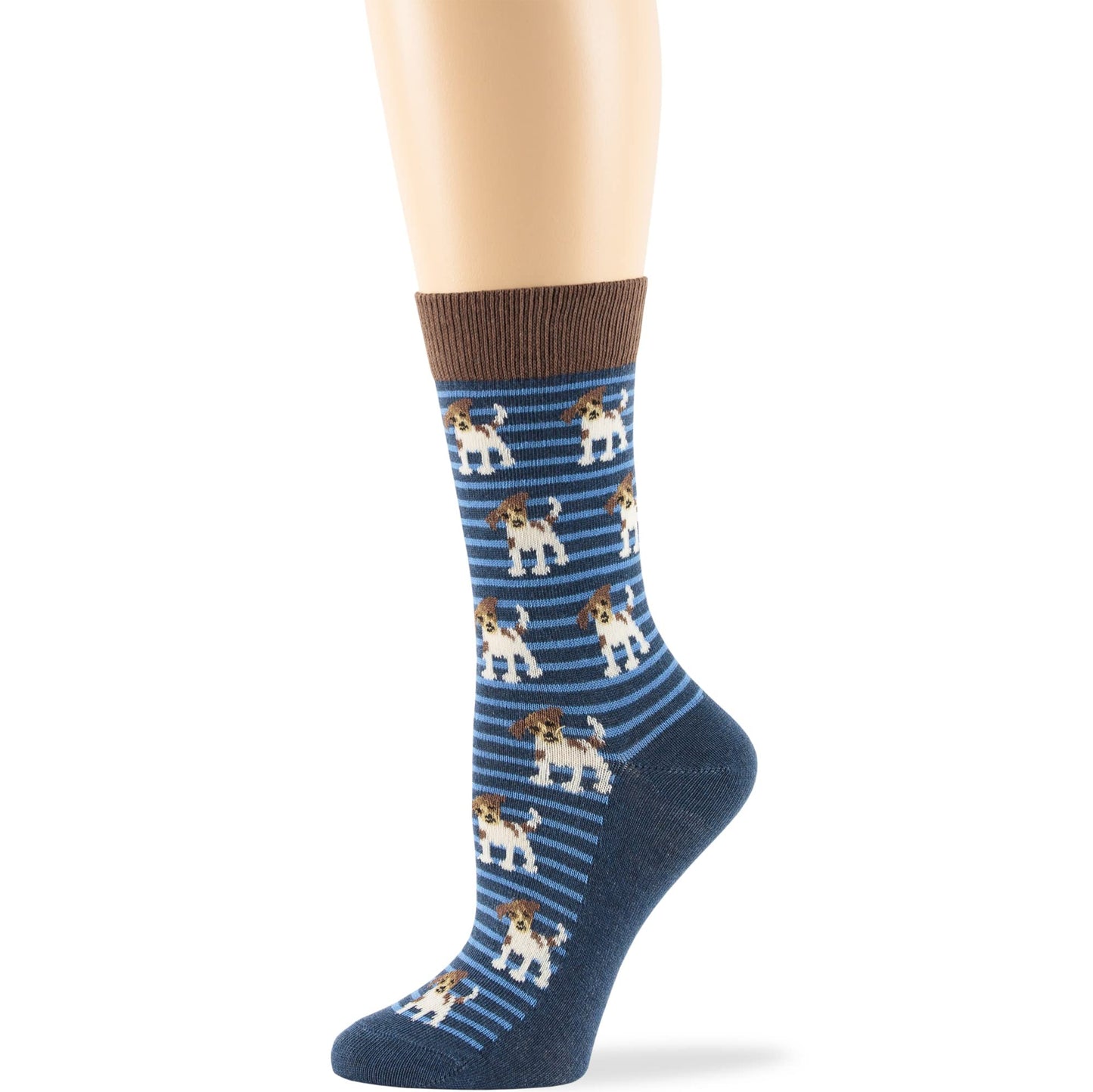 7BIGSTARS KINGDOM Women Fun Crew Cotton Novelty Socks - 4 Pairs Large - Puppy - Sock Size:10-12, Shoe Size:8-12,1 of Olive Green, 1 of Light Navy, 1 of Light Beige, 1 of Dark Navy