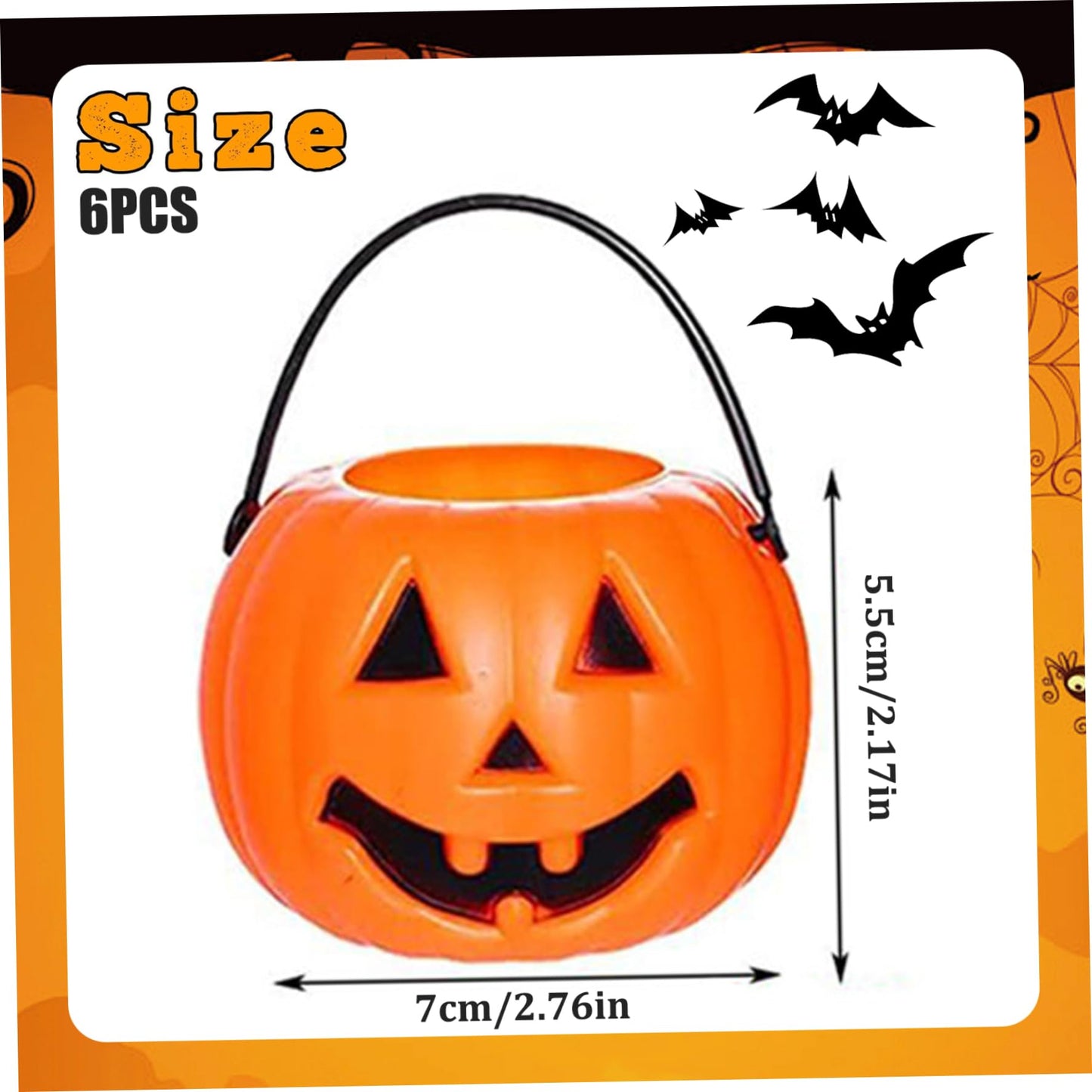 6Pcs Halloween Pumpkin Bucket Devil Smile Pumpkin Candy Bucket Plastic Halloween Candy Holder with Handle Trick or Treats Halloween Bucket for Halloween Decorations, Style 1 Plastic Pumpkins Pumpkin