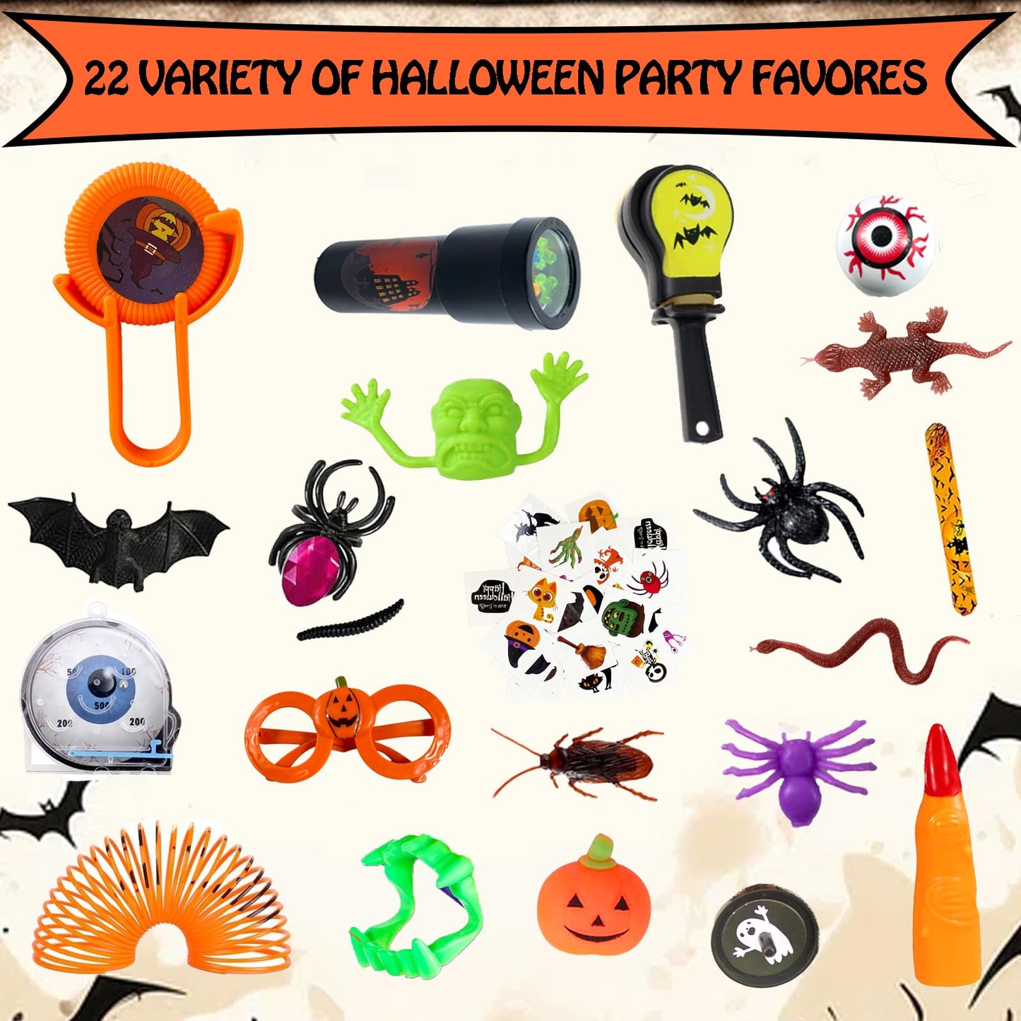 200PCS Halloween Party Favors Assortment Bulk, Halloween Toys for Kid Girls Boys Goodies Party Bags Stuffers Fillers Prizes for Trick or Treat Classroom Prize