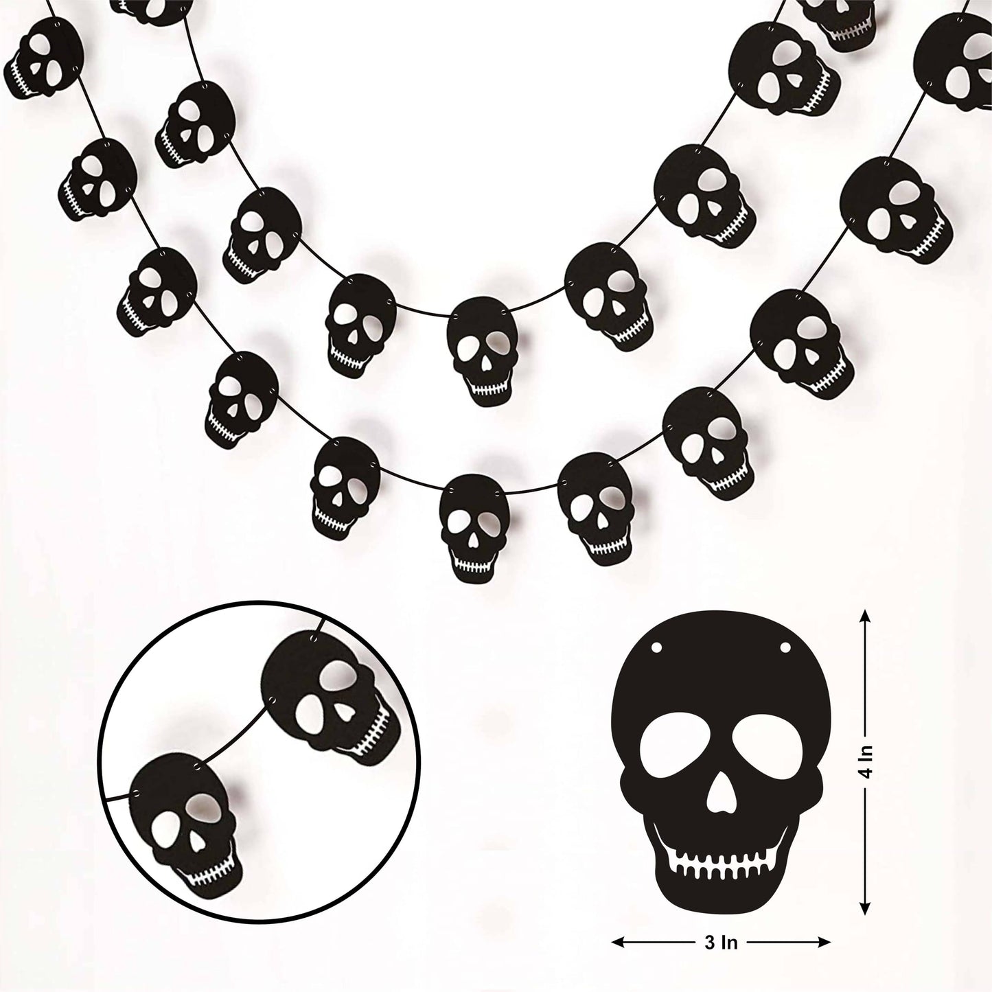 36 PCS Black Skull Garland - Birthday Decorations - Party Decorations - Party Décor - Creative Decorations.
