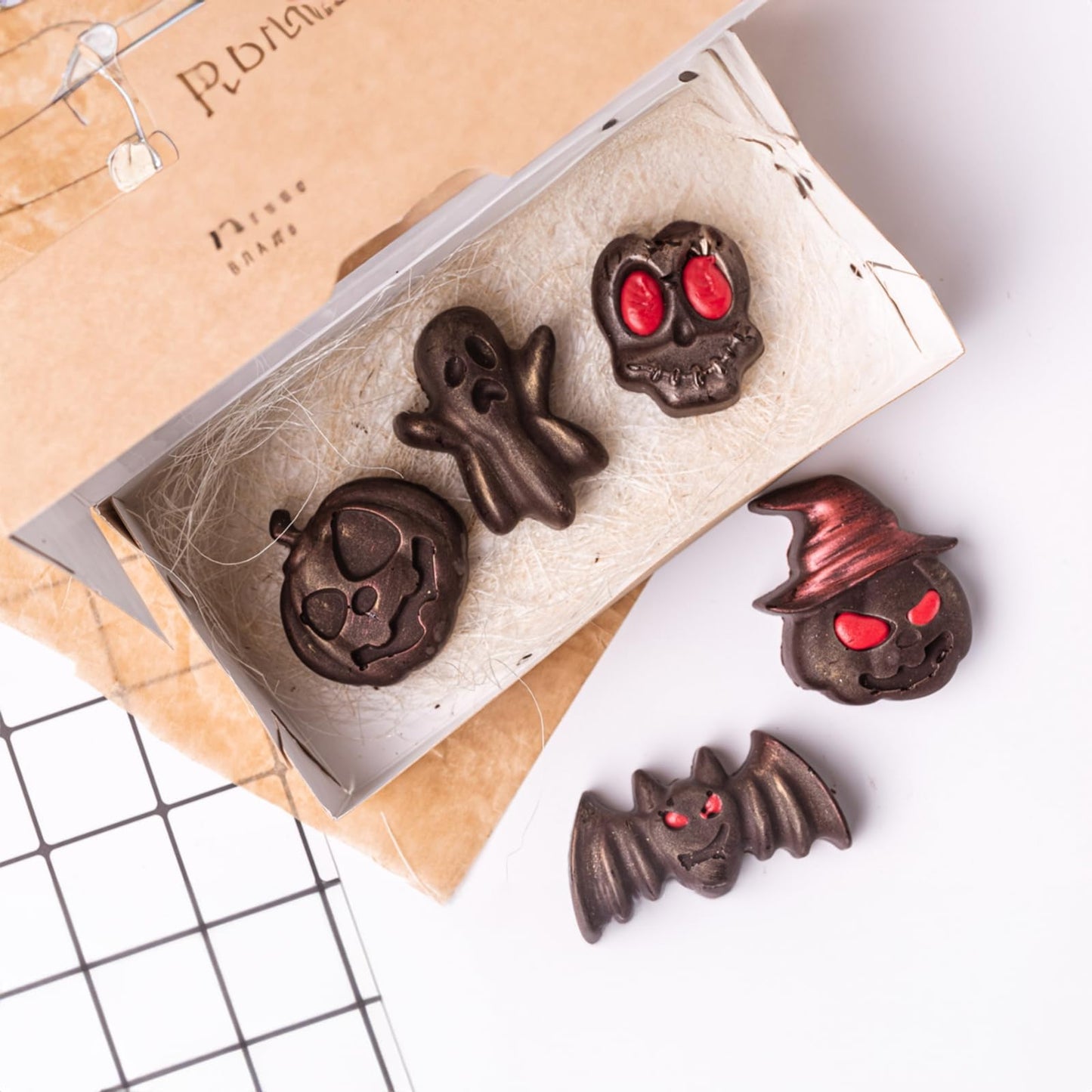 3Pcs LEBERY Halloween Silicone Molds Ghost Pumpkin Skulls Witch Hat Silicone Mold, Non-Stick Halloween Candy Mold Chocolate Cake Cupcake Jelly Ice Cube Baking Crayon Melt Biscuits Fondant Moulds