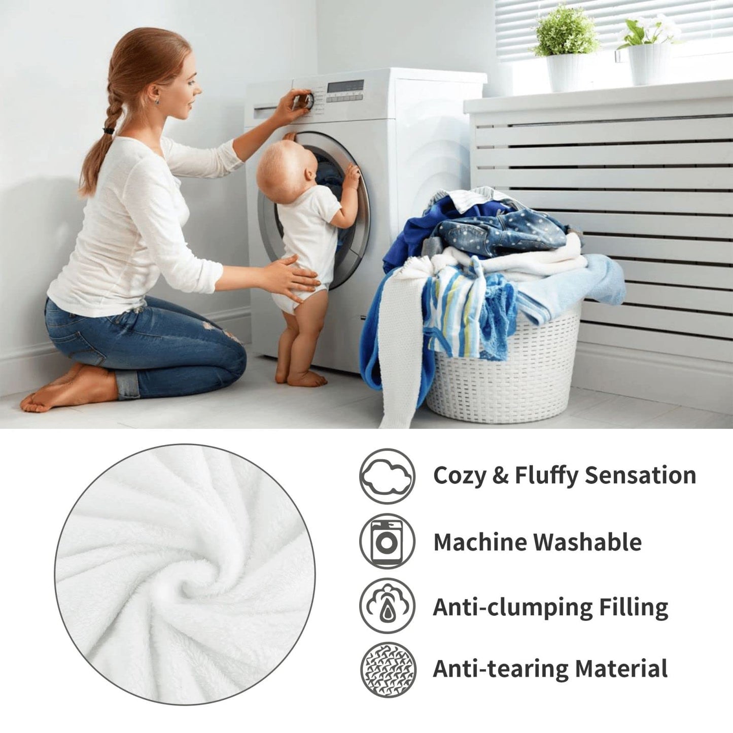 White Lily Leaves Print Throw Blanket for Couch Sofa Bed, Super Soft Lightweight Cozy Fuzzy Warm Flannel Plush Throw Blanket 80"x60" - All Season Use