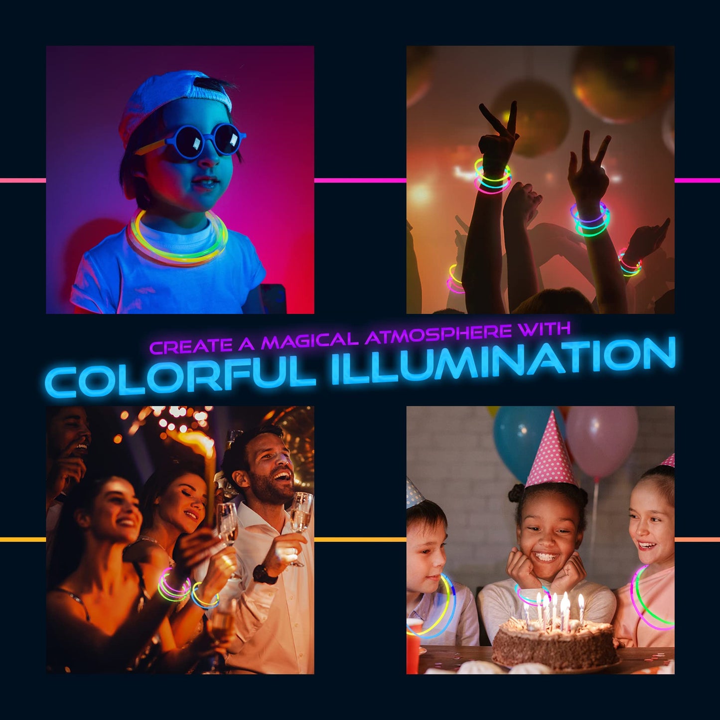 240 Glow Sticks Party Pack – Camping Glow Activities For Families – Neon Light Sticks Decoration For Party Favors Kids And Adults, Balls, Flowers And Much More