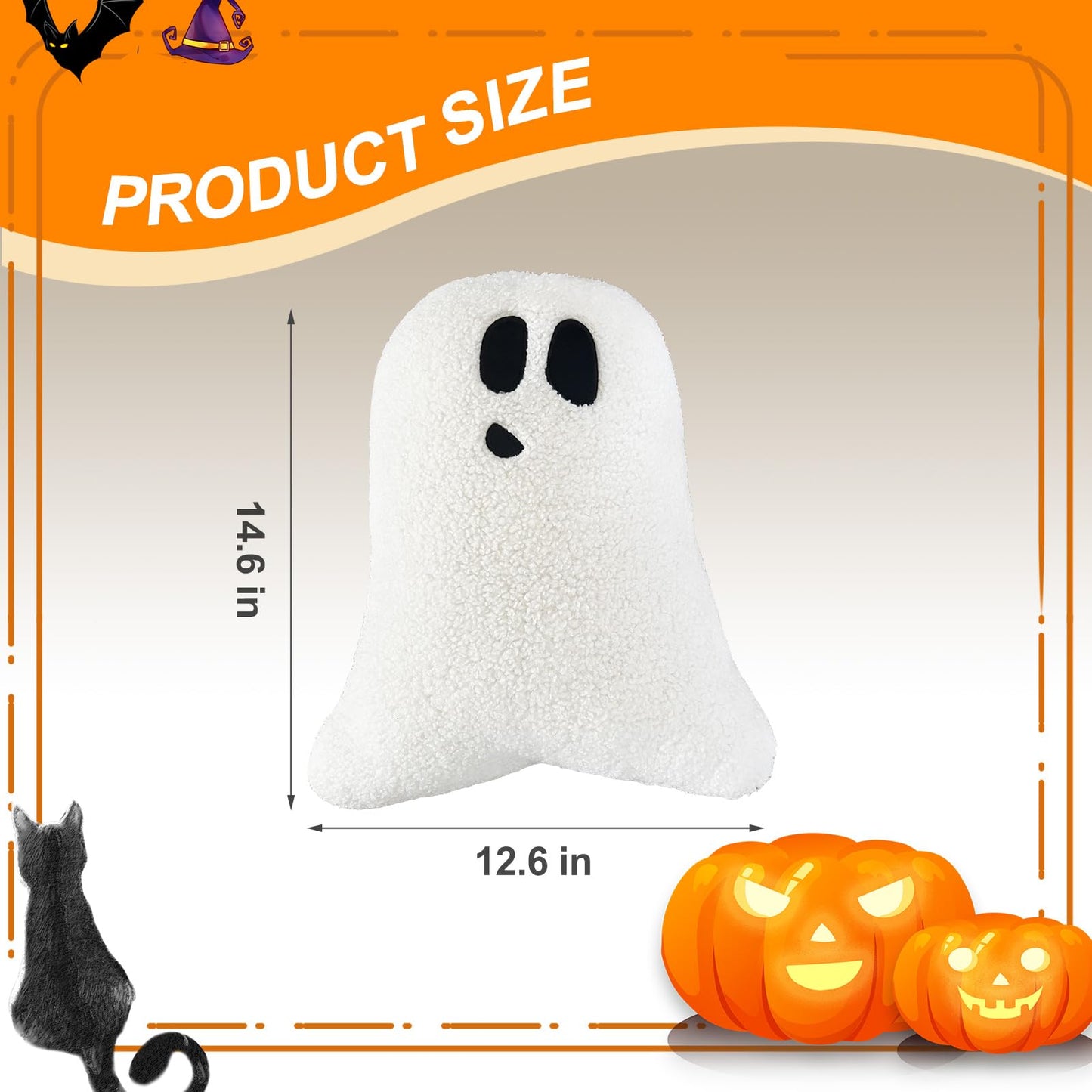 WSARZAHE Halloween Pillows, Ghost Pillow, Fall Decorative Pillow Indoors, Halloween Decorative Throw Pillow, Cute Pillow for Home (14.6 Inch)