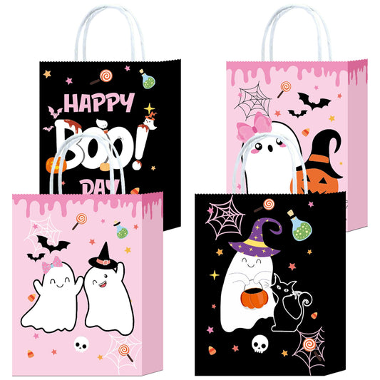 W WINTMING 16Pcs Halloween Party Favors Bags with Handle Trick or Treat Gift Bags Wrapping Halloween Goodie Candy Bag Docor Supplies