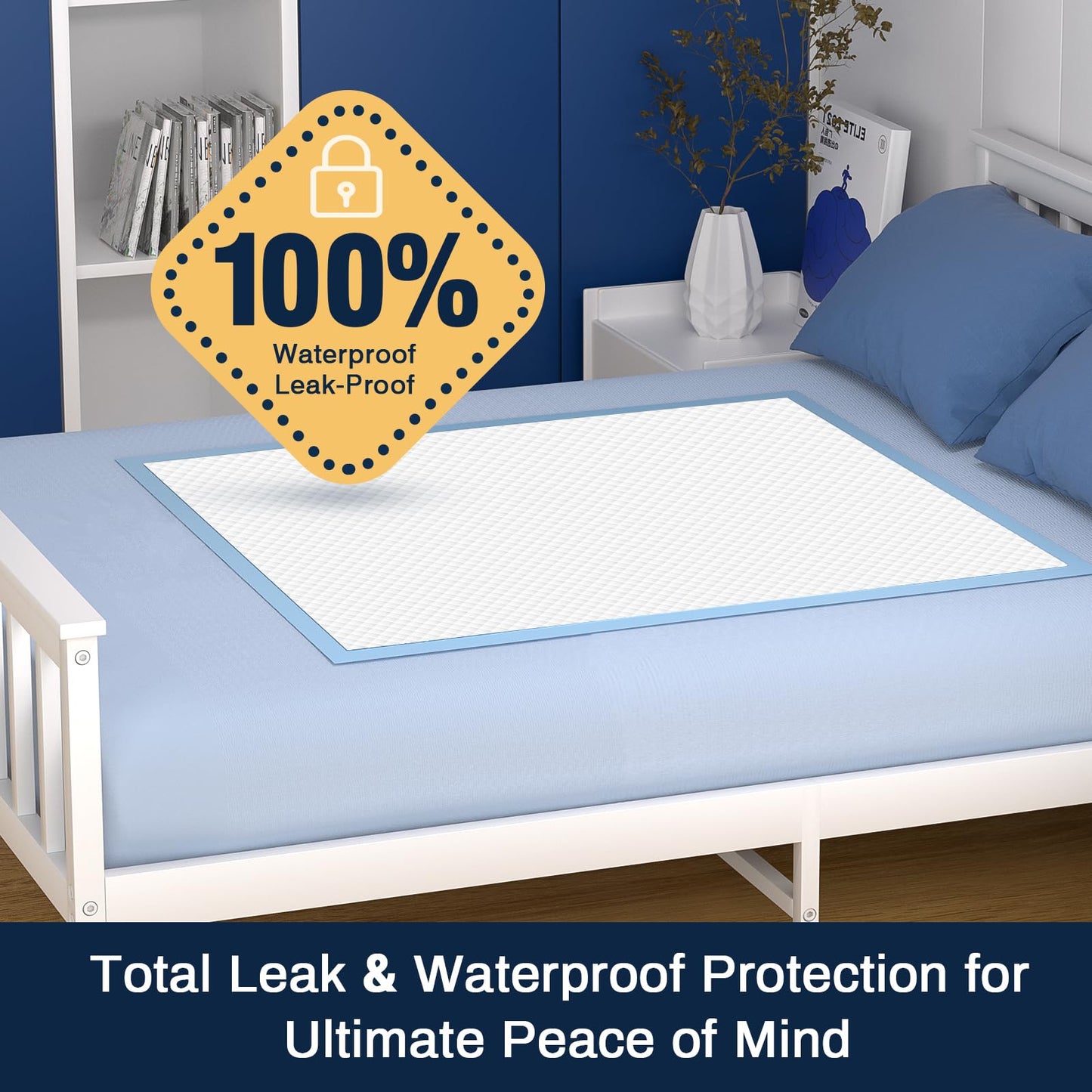 AAY Disposable Bed Pads 30"X36" (50pcs) Tear-Resistant Cloth Backing Underpads Super Absorbent Pee Pads Extra Large Premium Chucks for Adults Incontinence Pads Waterproof for Elderly, Kids or Puppy