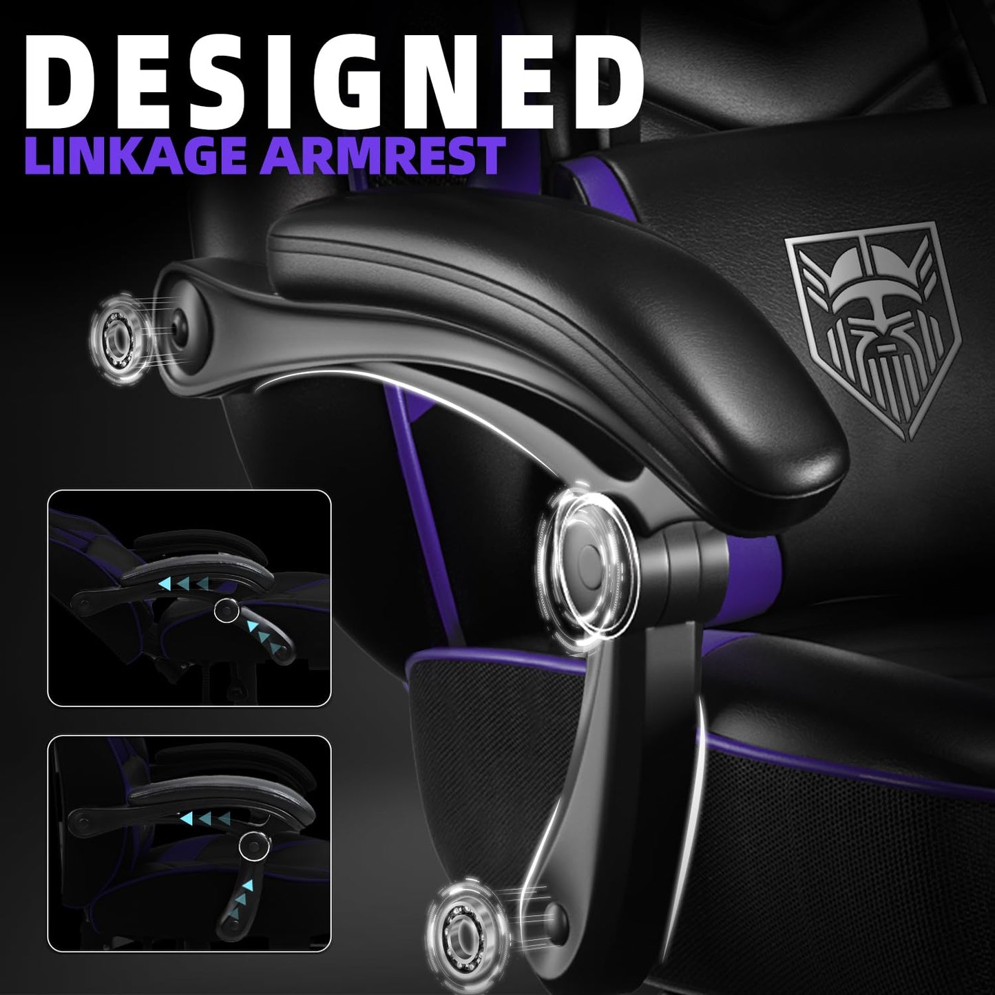 Vonesse Gaming Chair for Adults,Computer Chair with High Back,Big and Tall Gaming Chairs with Footrest and Massage,Reclining Gamer Chair(Purple/Black)