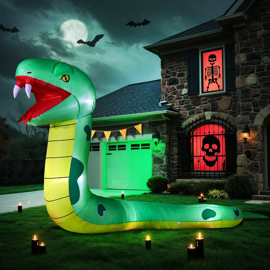 13FT Halloween Inflatable Blow Up Decorations, Giant Snake, Built-in LEDs for Holiday Party, Garden, Lawn, Yard, Patio Décor