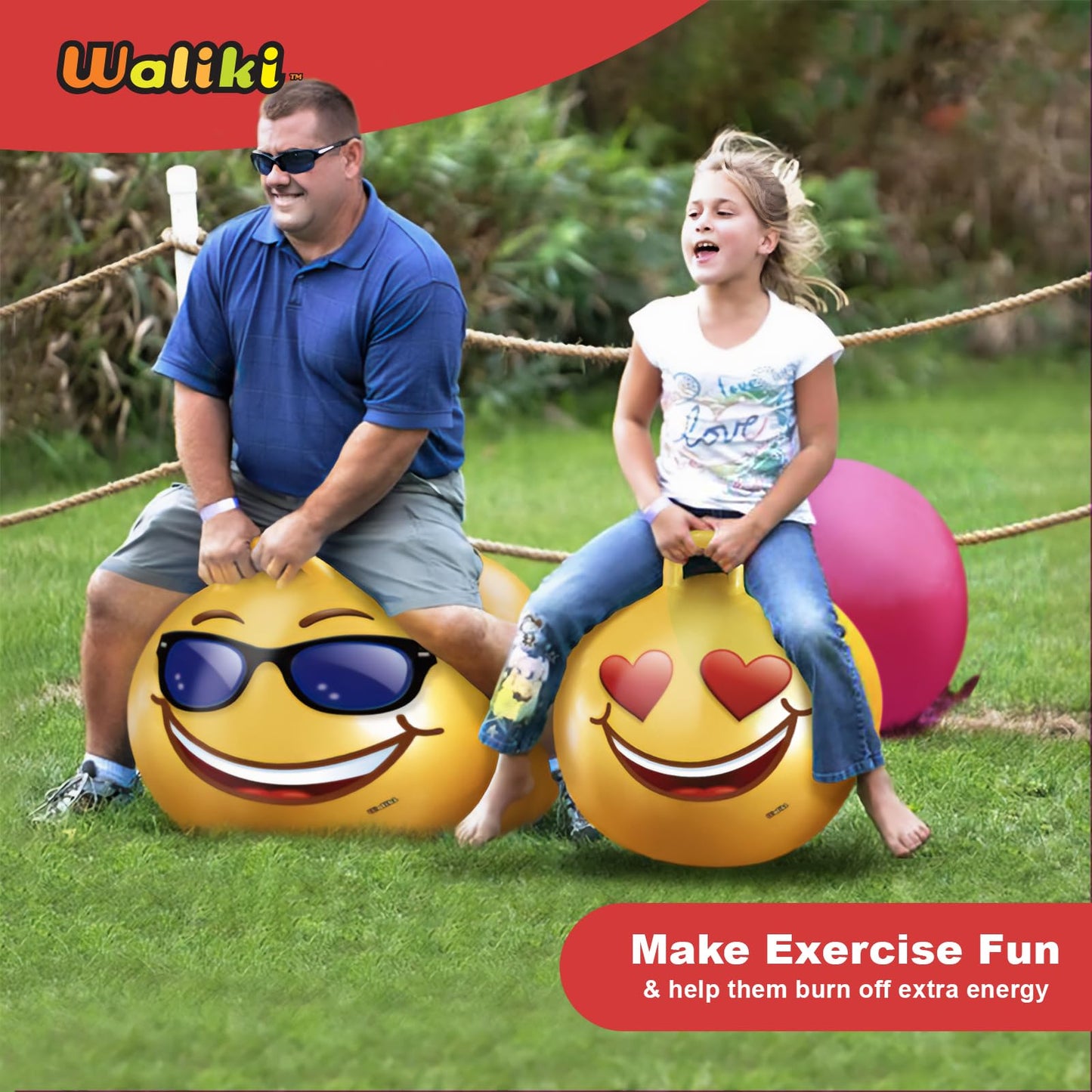 WALIKI Hopper Ball for Adults | 29" Jumping Ball | Hippity Hop | Fun Outdoor Game for Parties & Family Activities
