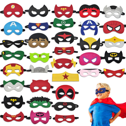 35 Packs Party Favors Masks for Kid, Cosplay Masks for Birthday, Hero Party Mask Children Masquerade Cosplay Eye Mask