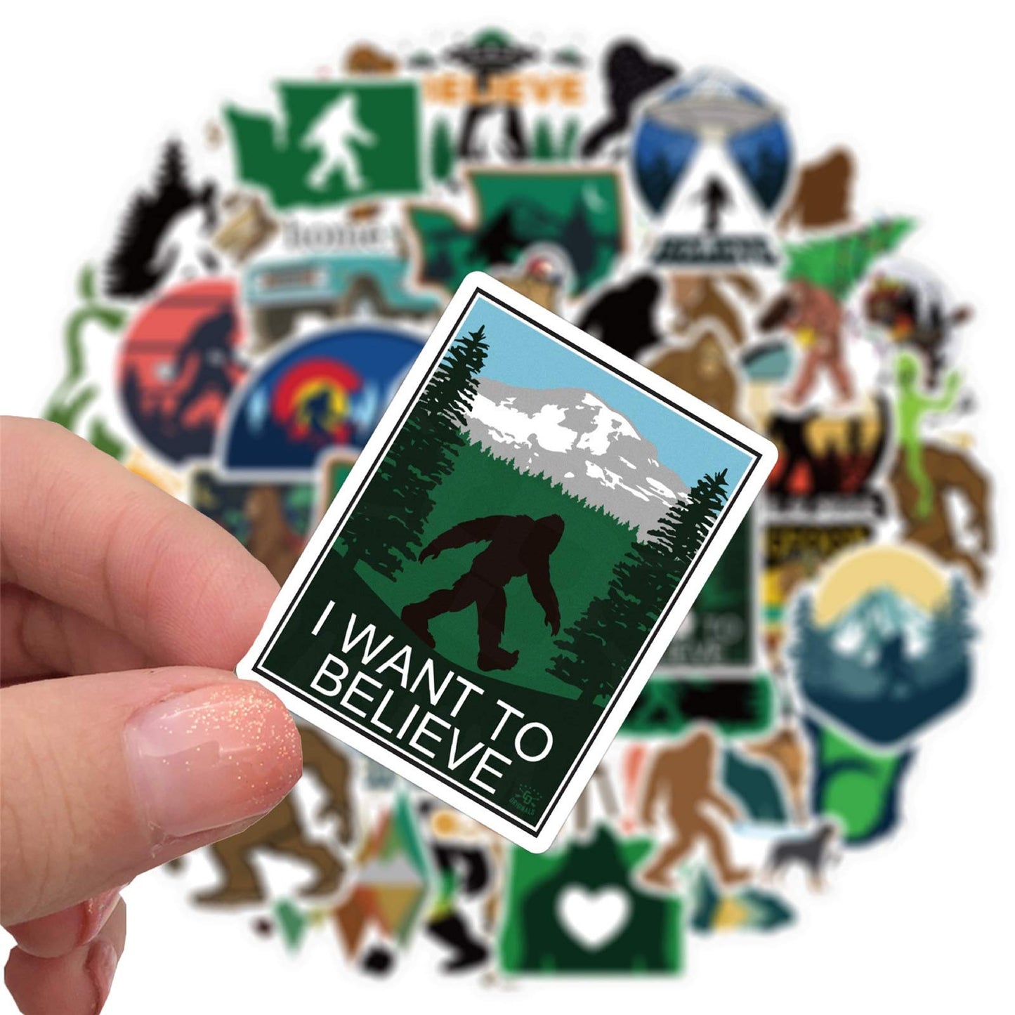 50Pcs Bigfoot Outdoor Nature Vinyls Stickers Laptop Sticker Waterproof Stickers Luggage Skateboard Water Bottle Stickers Decal Bicycle Bumper Snowboard Decorate Gift for Kid