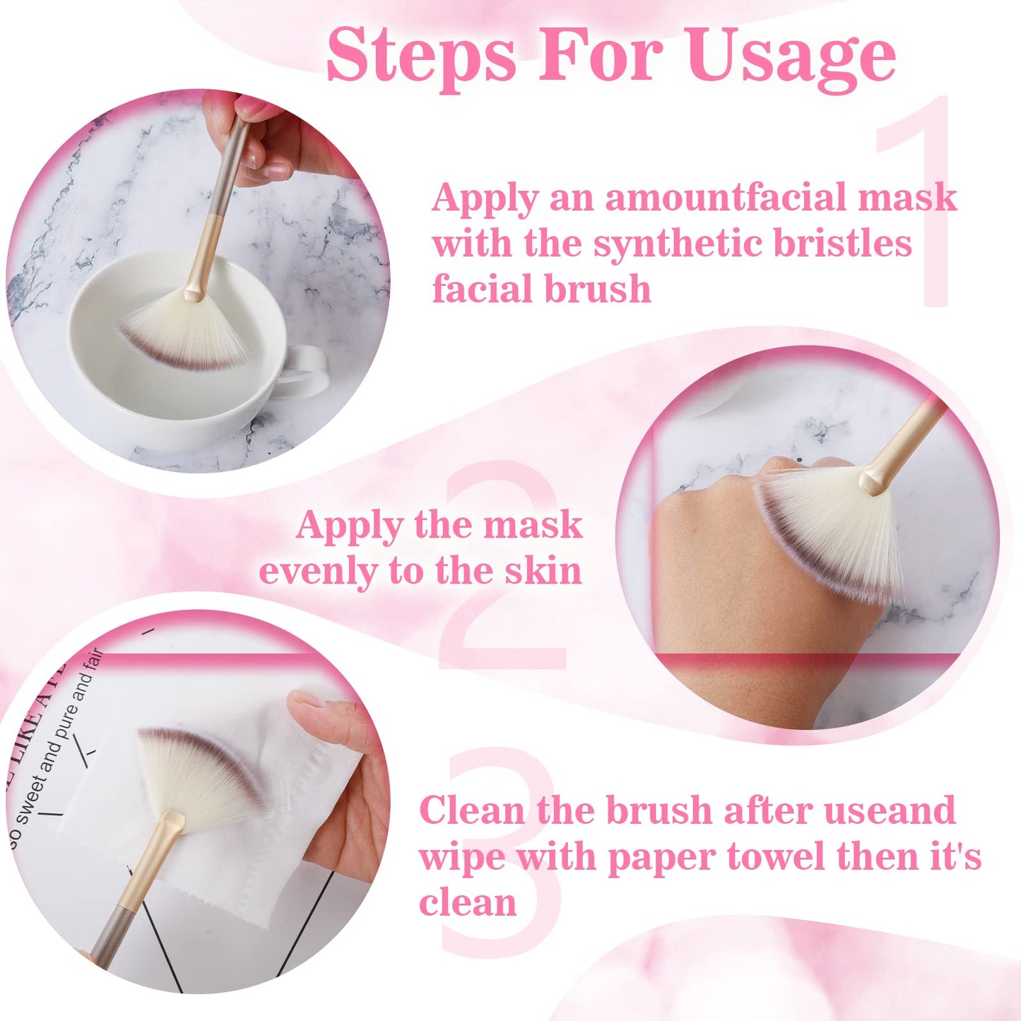 10 Pcs Fan Brushes for Facials, Fan Mask Brushes, Soft Facial Brushes Applicator for Mask Mud Cream Makeup Estheticians