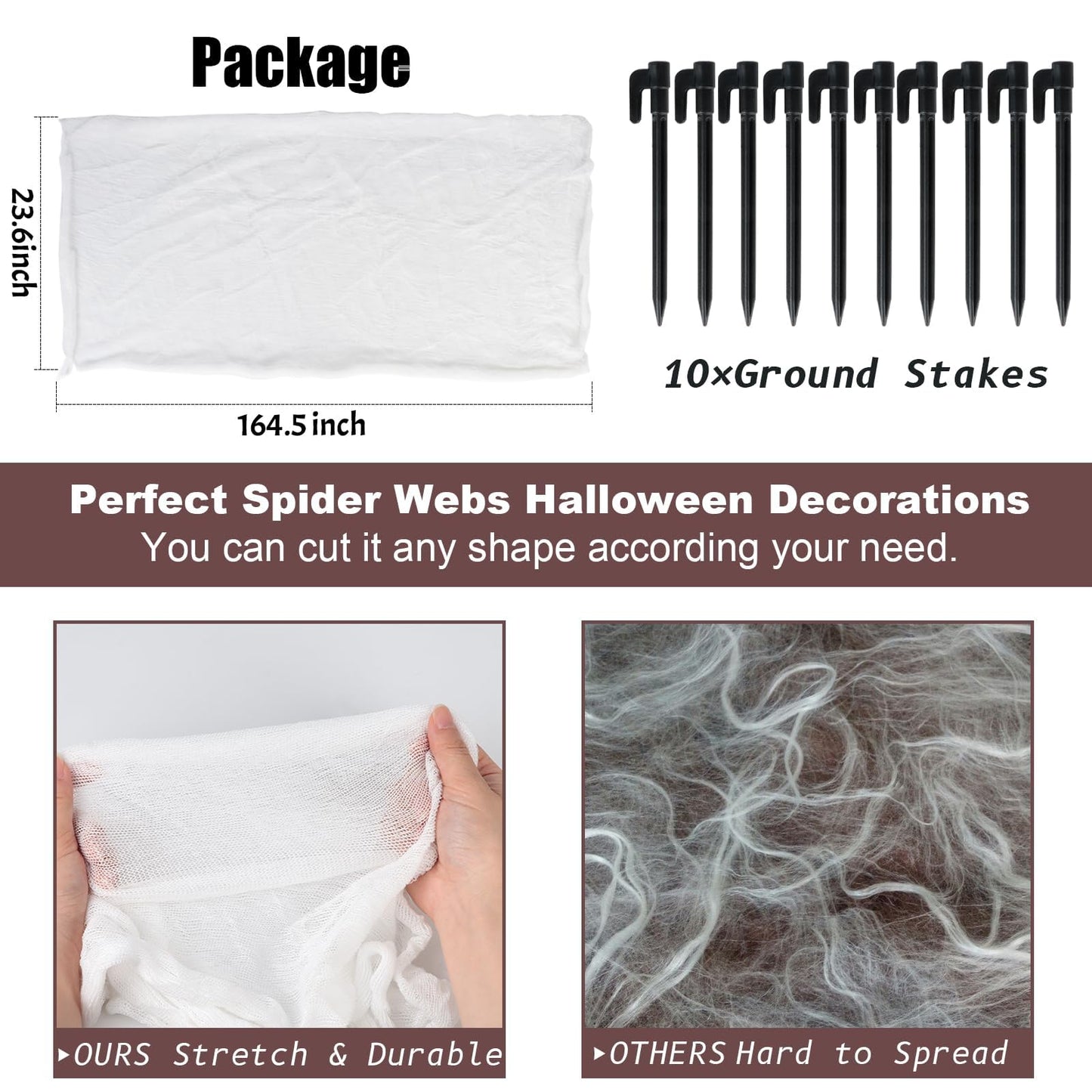 650sqft Halloween Giant Spider Web Decoration,Cut Your Own Stretchy Spider Netting, DIY Spooky Flexible Spider Webs Decor for Halloween Haunted House Outdoor Decorations Holiday Party Supplies