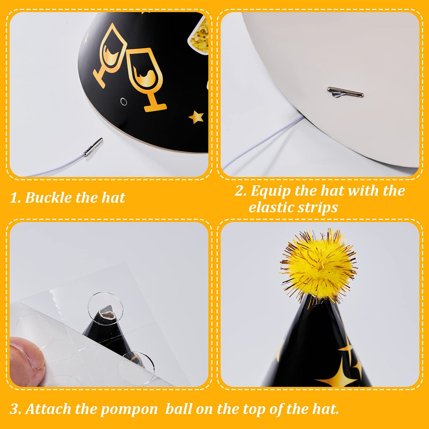 26 Pieces 50th Birthday Party Decoration Glasses and Hats Kits Black Gold Theme Paper Eyeglasses and Hats Funny Glasses and Hats Costume Accessories 50th Birthday Party Supplies for Men and Women