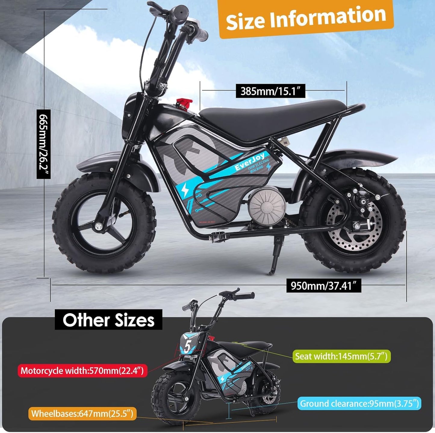 24V Electric Dirt Bike for Kids 250W High Torque Motor, 24V 9AH, 2 Speeds,10/12 MPH, UL 2849 Certificated Electric Kids Mini Bike for Ages 3+ (All-Terrain Tires)