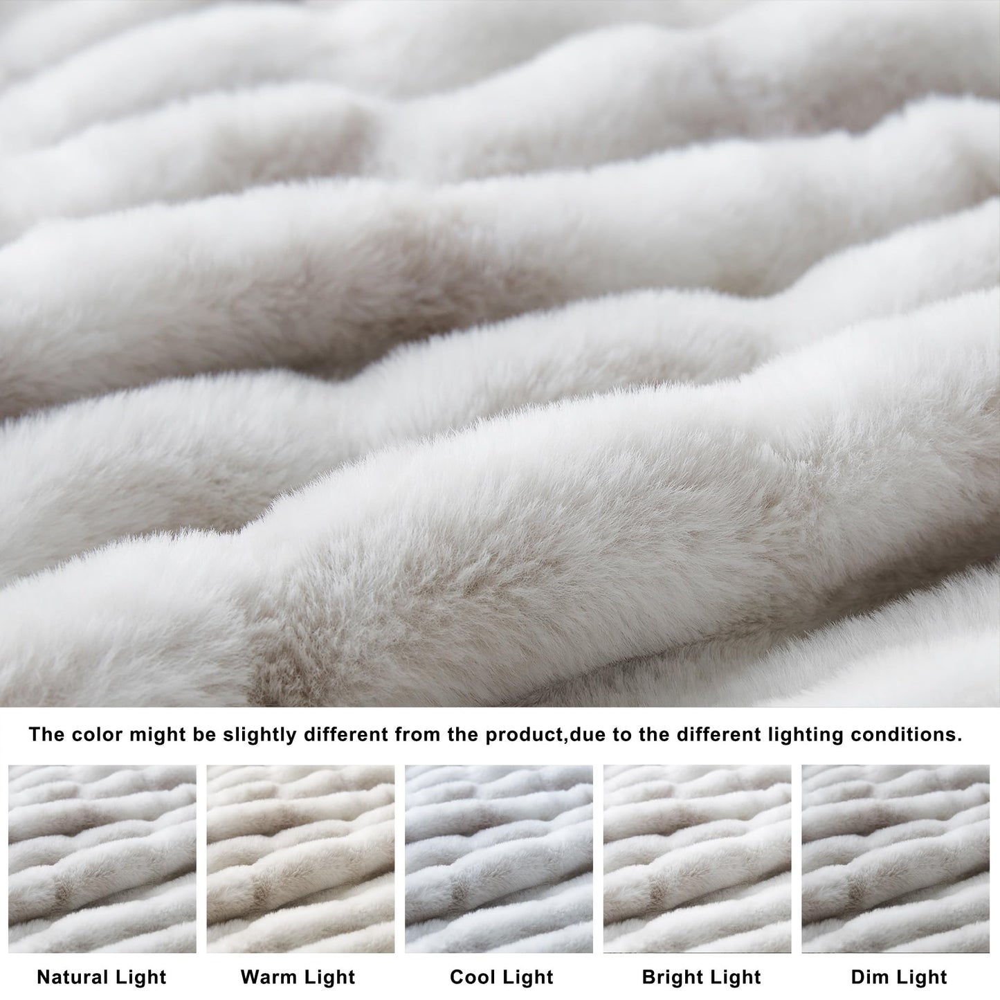 WDCOZY Ruched Faux Fur Throw Blanket Soft Cozy Fluffy Luxurious Blankets Couch Bed Sofa Chair Home Decor Warm Furry Fall Winter Plush Rabbit Fur Bubble Blanket 60" x 80", Grey