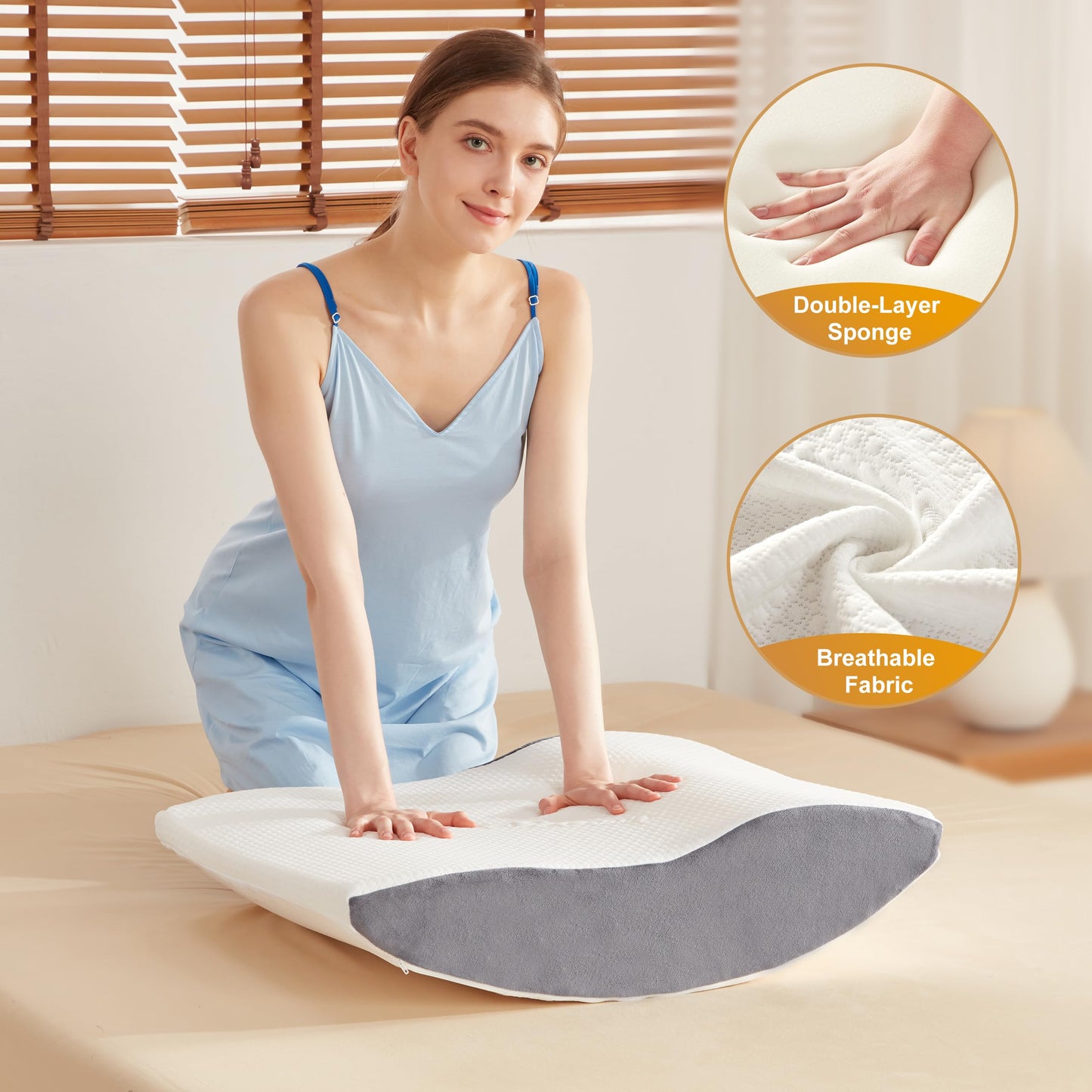 A2ZCOMFY 5PCS Orthopedic Bed Wedge Pillow Set for After Surgery, Memory Foam for Sleeping, Rotator Cuff Post Surgery, Sit Up Pillow for Shoulder and Back Support