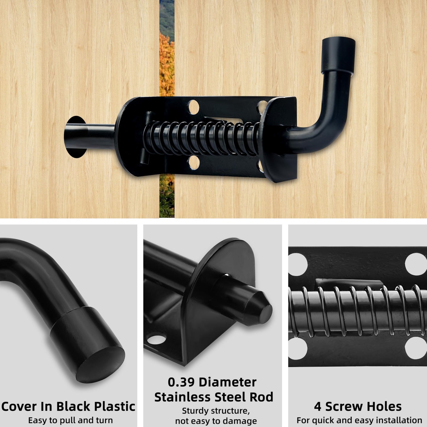Shed Door Latch, 5.5" Shed Door Lock with 6 Pcs 6" T-Hinges and 2 Pcs Shed Door Latches, Heavy Duty Shed Door Handle, Double Door Lock Installation Kit for Window, Gate, Barn, Playhouse, Chicken Coop