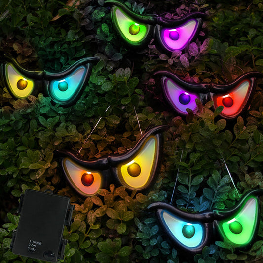 WATERGLIDE Halloween Flashing Spooky Eyes Lights, 5 Pairs Battery Operated Light Up Peeping Eyeball Auto Color Changing, for Outdoor Halloween Decoration Yard, Lawn, Graveyard Scenes and Party