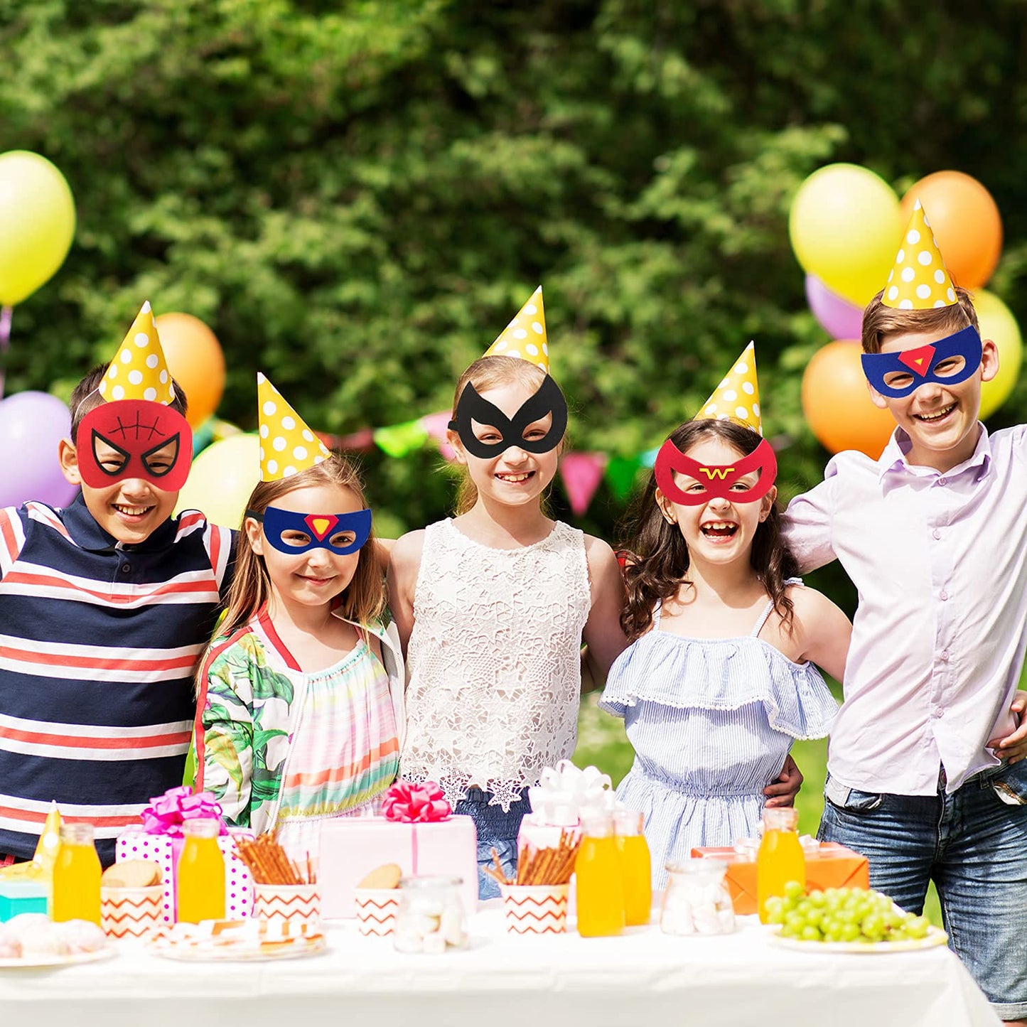 35 Packs Party Favors Masks for Kid, Cosplay Masks for Birthday, Hero Party Mask Children Masquerade Cosplay Eye Mask