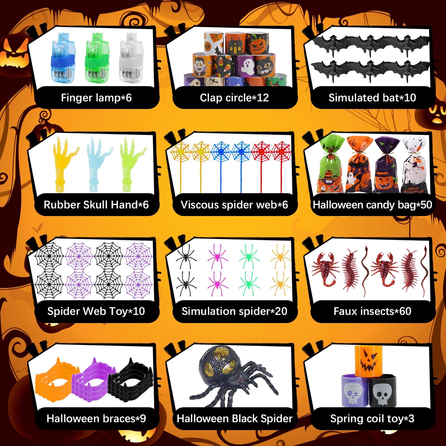 327 PCS Halloween Party Assortment Bulk Goodies Party Bags Fillers Stuffers for Halloween Decoration