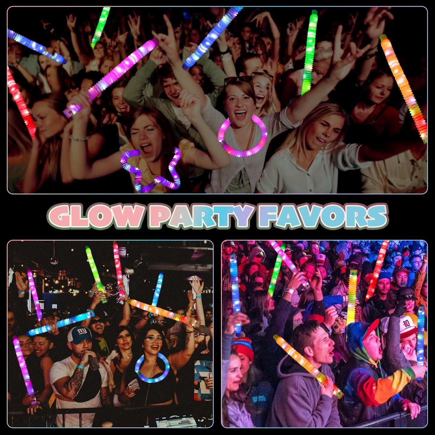 36 Pack Glow Sticks Party Favors Light Up Pop Tubes Sensory Toys LED Glow Sticks Camping Necklaces Bracelets Birthday Goodie Bag Stuffers Classroom Prizes Gifts Halloween Easter