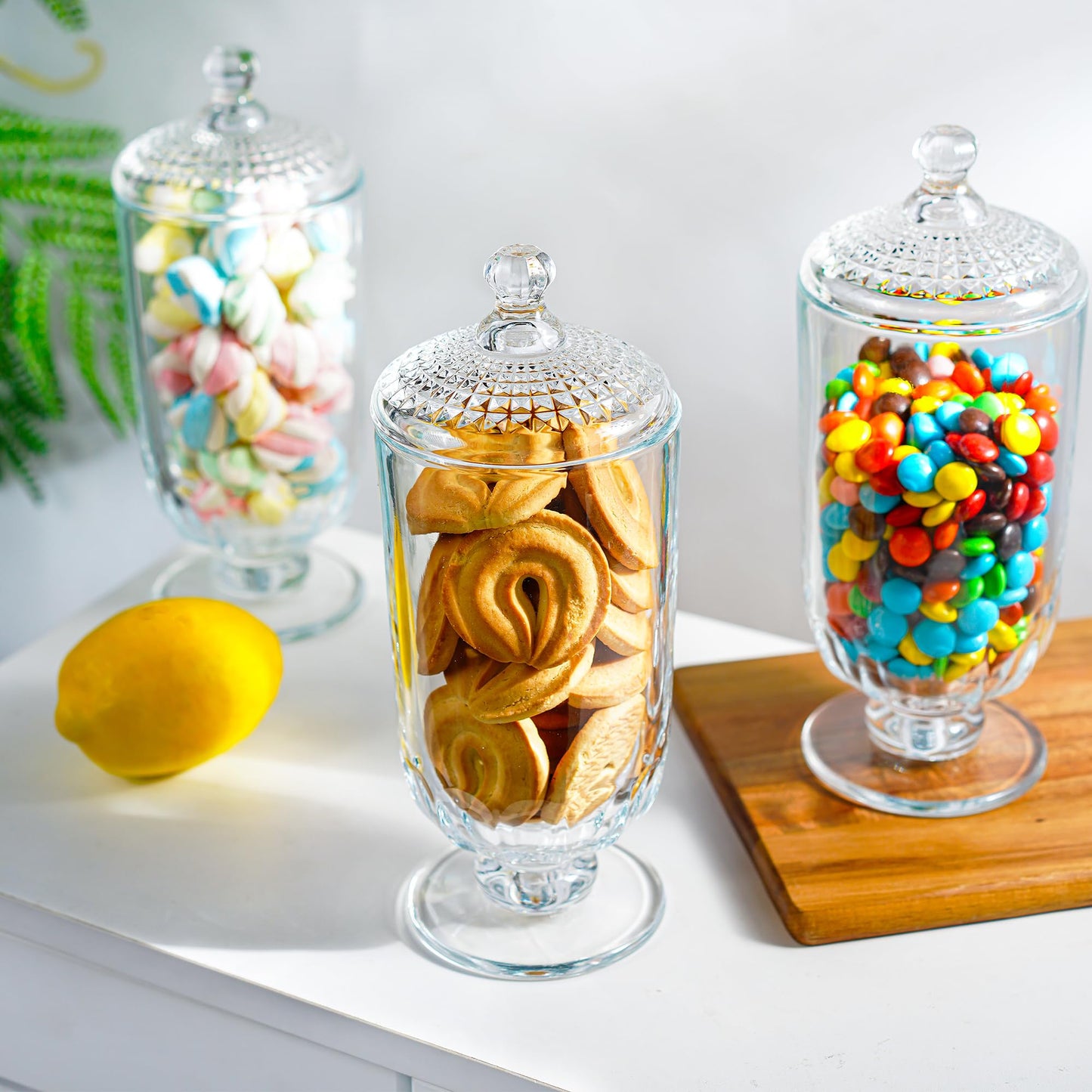 24oz Clear Glass Candy Jar with Lid Glass Cookie Jars Storage Decorative Jars for DIY Projects,Candy Buffet,Shower Favors
