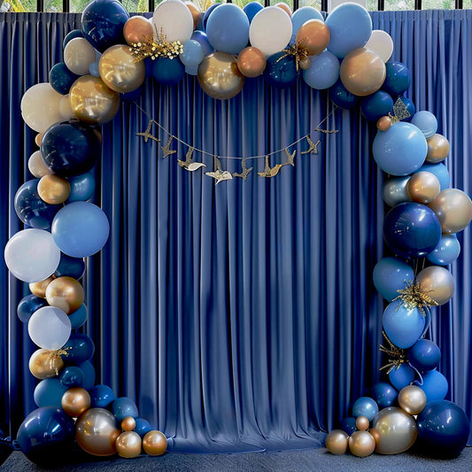 8x10FT Navy Blue Backdrop Curtains for Wedding Parties, Wrinkle Free Polyester Photography Backdrop Drapes for Wedding Baby Shower Birthday Parties Stage Background Stand Decorations 4x10ft,2 Panels