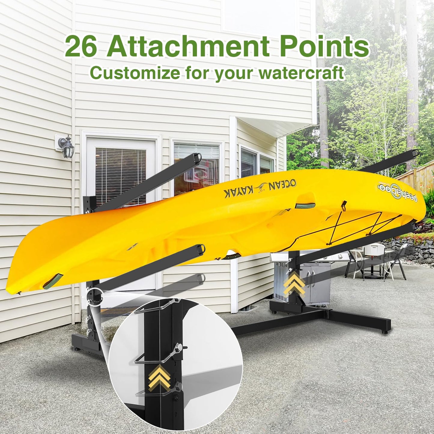 NouraVita Kayak Storage Rack Heavy Duty Kayak Racks for Garage and Outdoor Storage Freestanding Storage Rack for Kayaks Canoes Surfboard & Paddleboard (2 Levels)