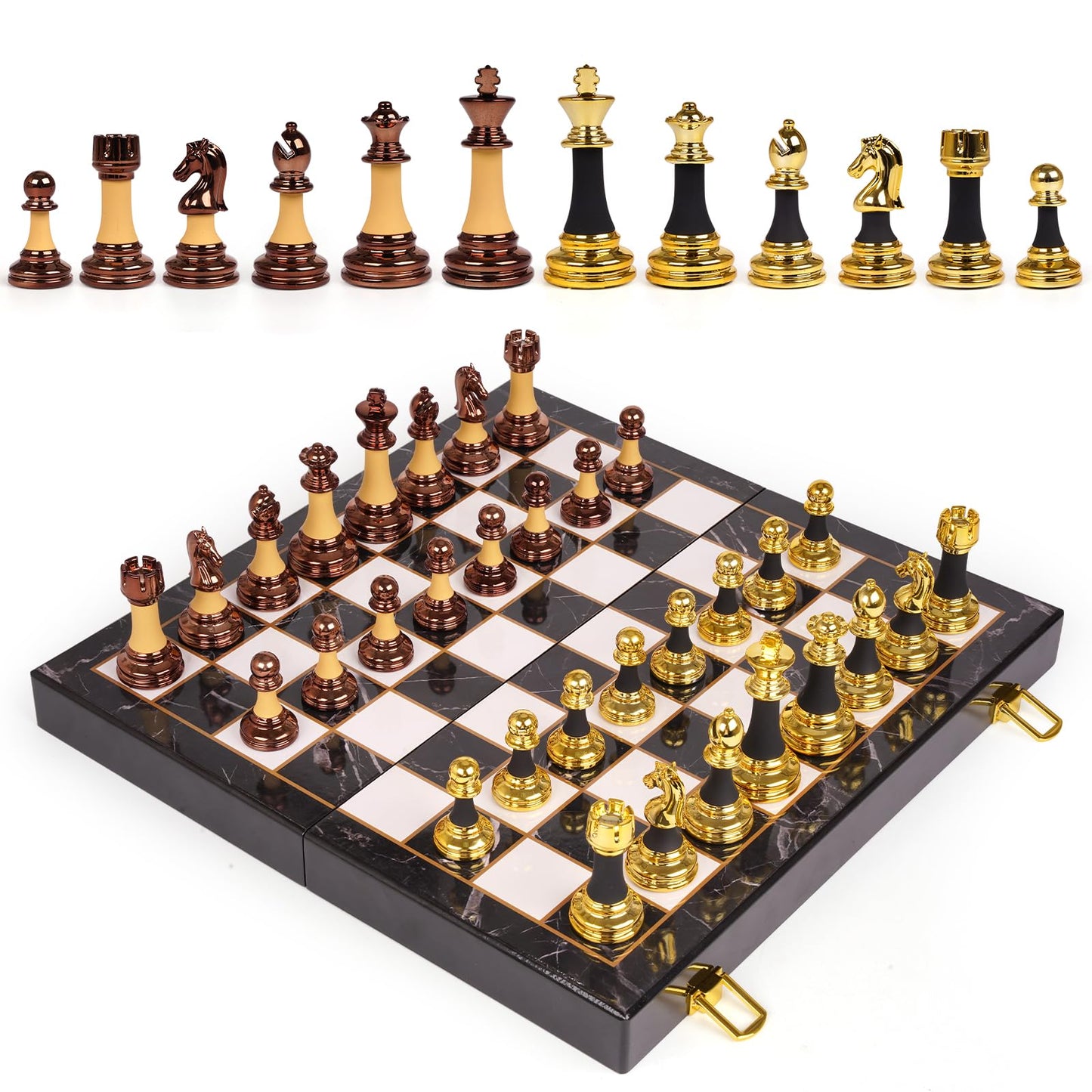 15" Acrylic Chess Sets for Adults Kids with Zinc Alloy + Acrylic Chess Pieces & Portable Folding Wooden Chess Board Travel Tournament Chess Set Strategy Board Game Gift – Chessmen