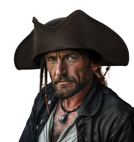 VZQI Pirate Hat Distressed Colonial Style Tricorn Hat for Adult Halloween Costume Accessory Pro